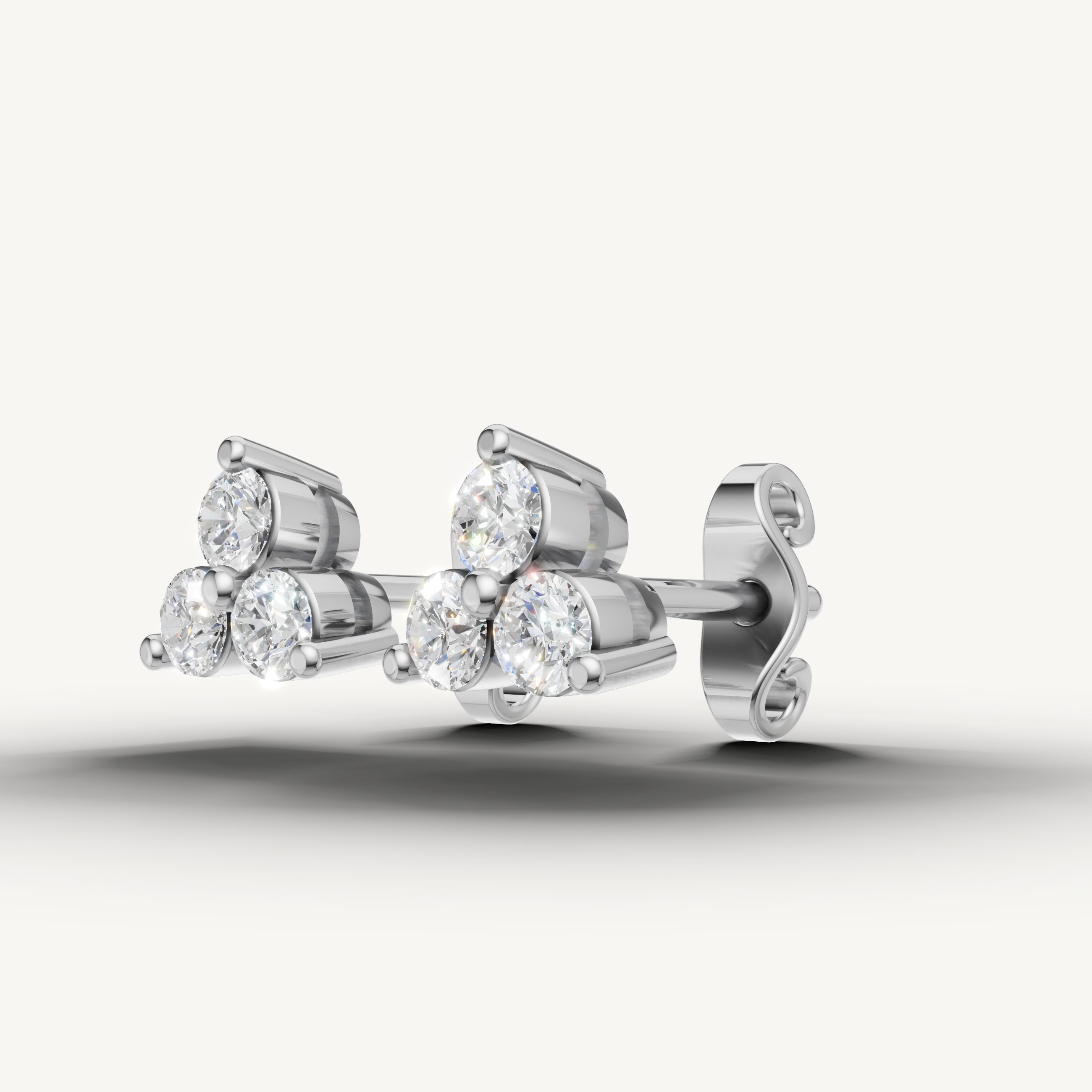 Luxury white gold round diamond cluster earrings for women Raul Diamonds