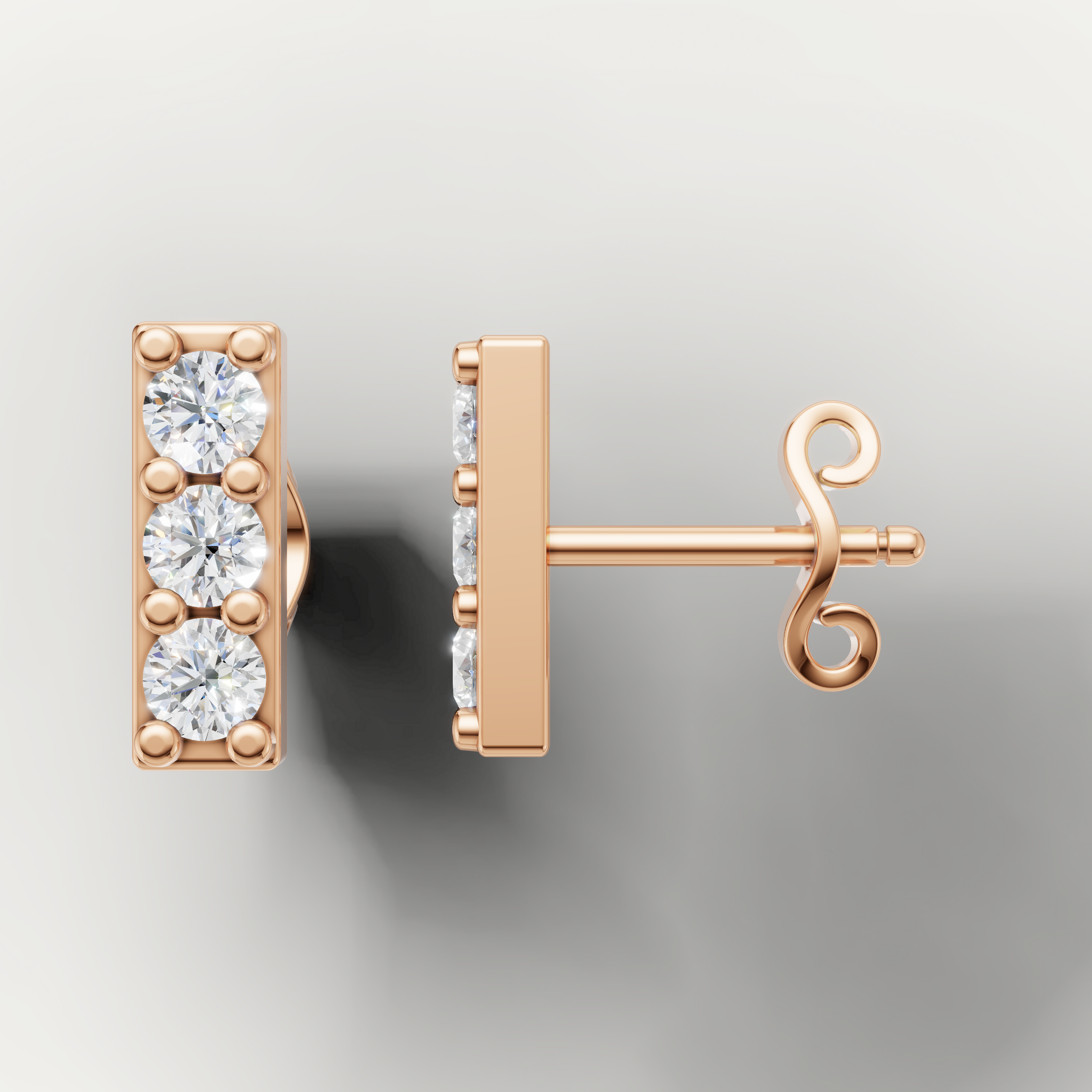 Elegant rose gold vertical diamond rectangle earrings luxury jewelry Raul Diamonds