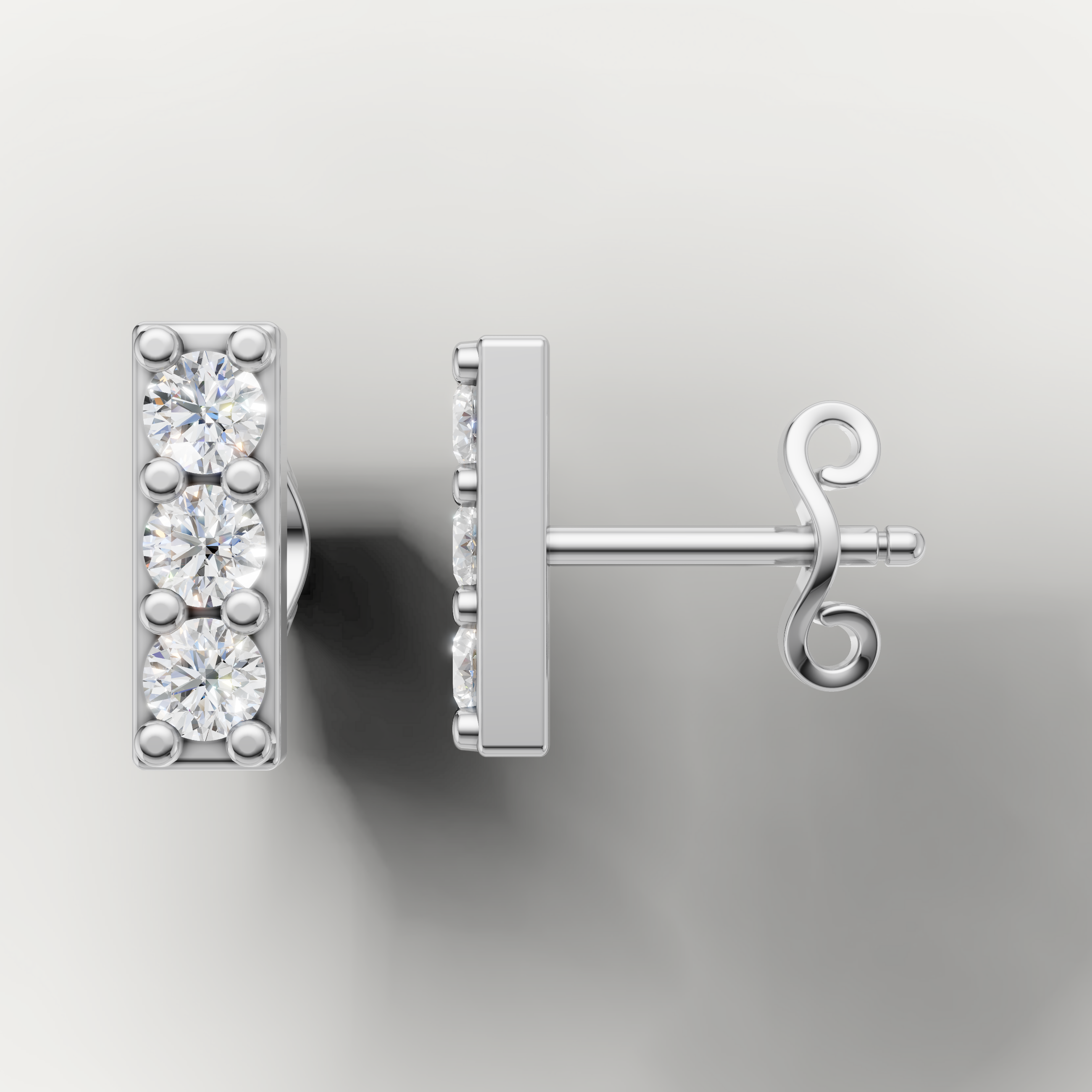 Luxury white gold vertical diamond stud earrings for women Raul Diamonds