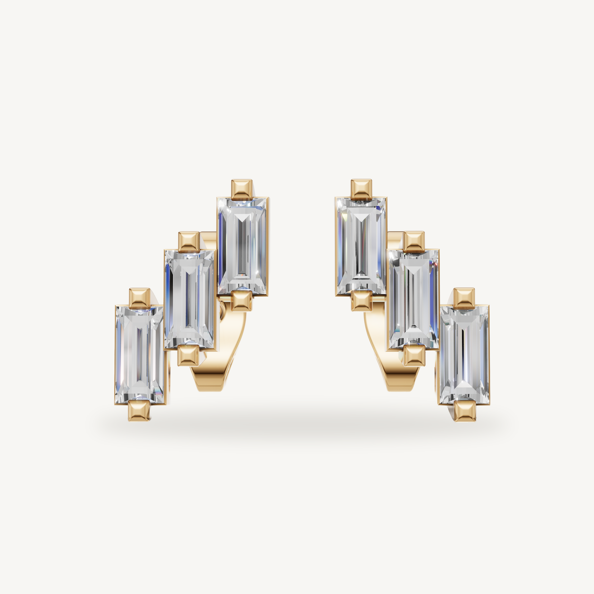Raul Diamonds yellow gold baguette diamond hoop earrings for women