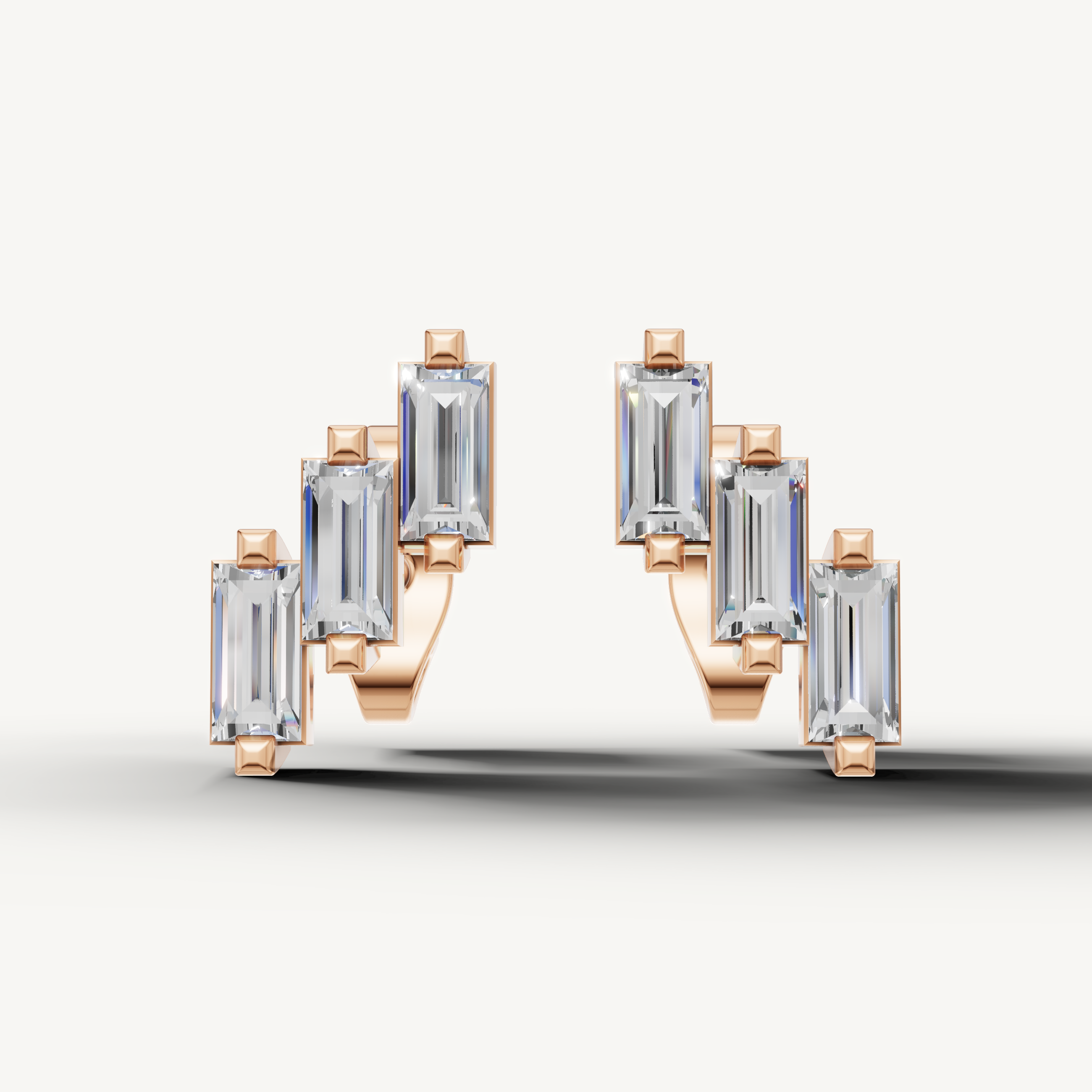 Raul Diamonds rose gold baguette diamond hoop earrings for women