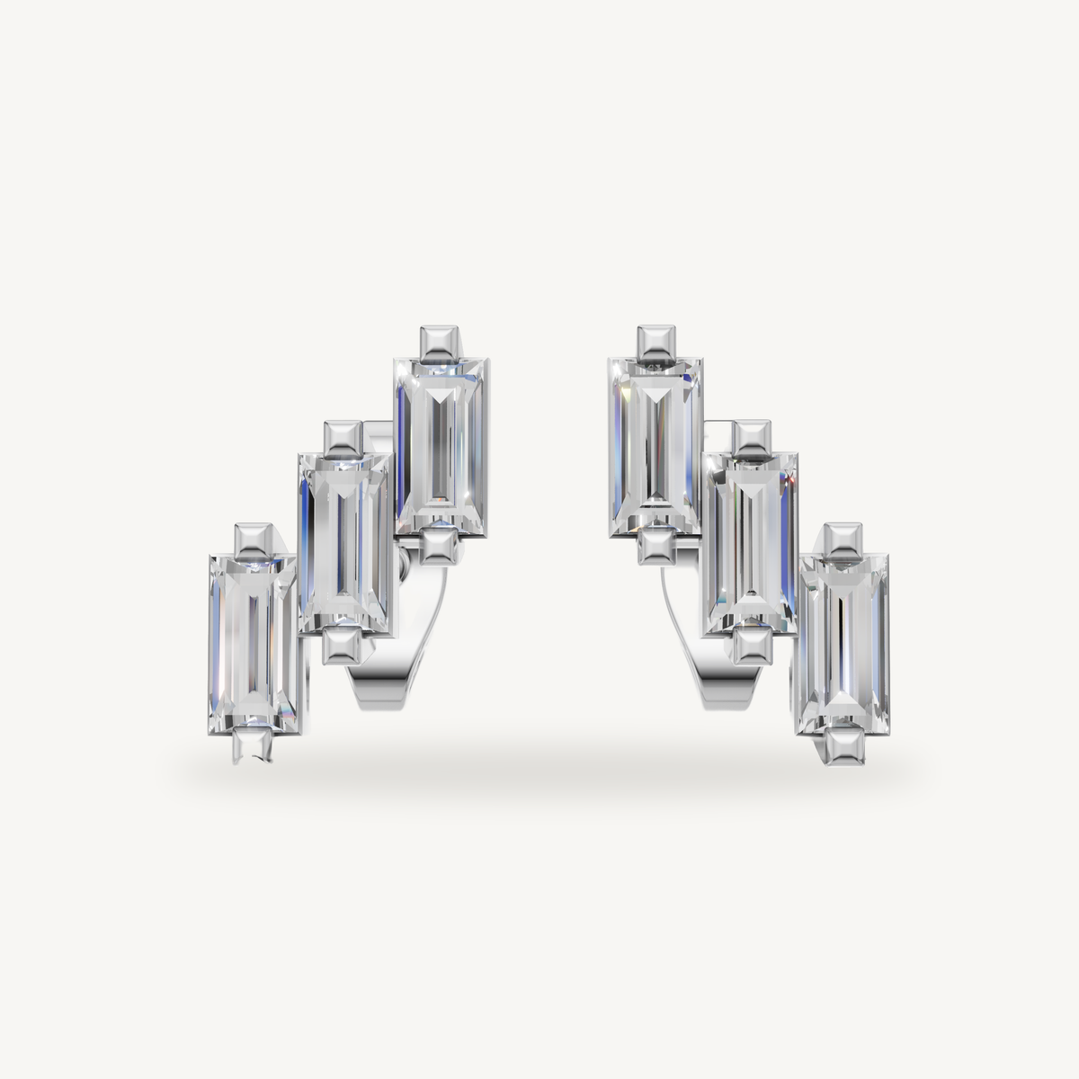 Raul Diamonds white gold baguette diamond hoop earrings for women