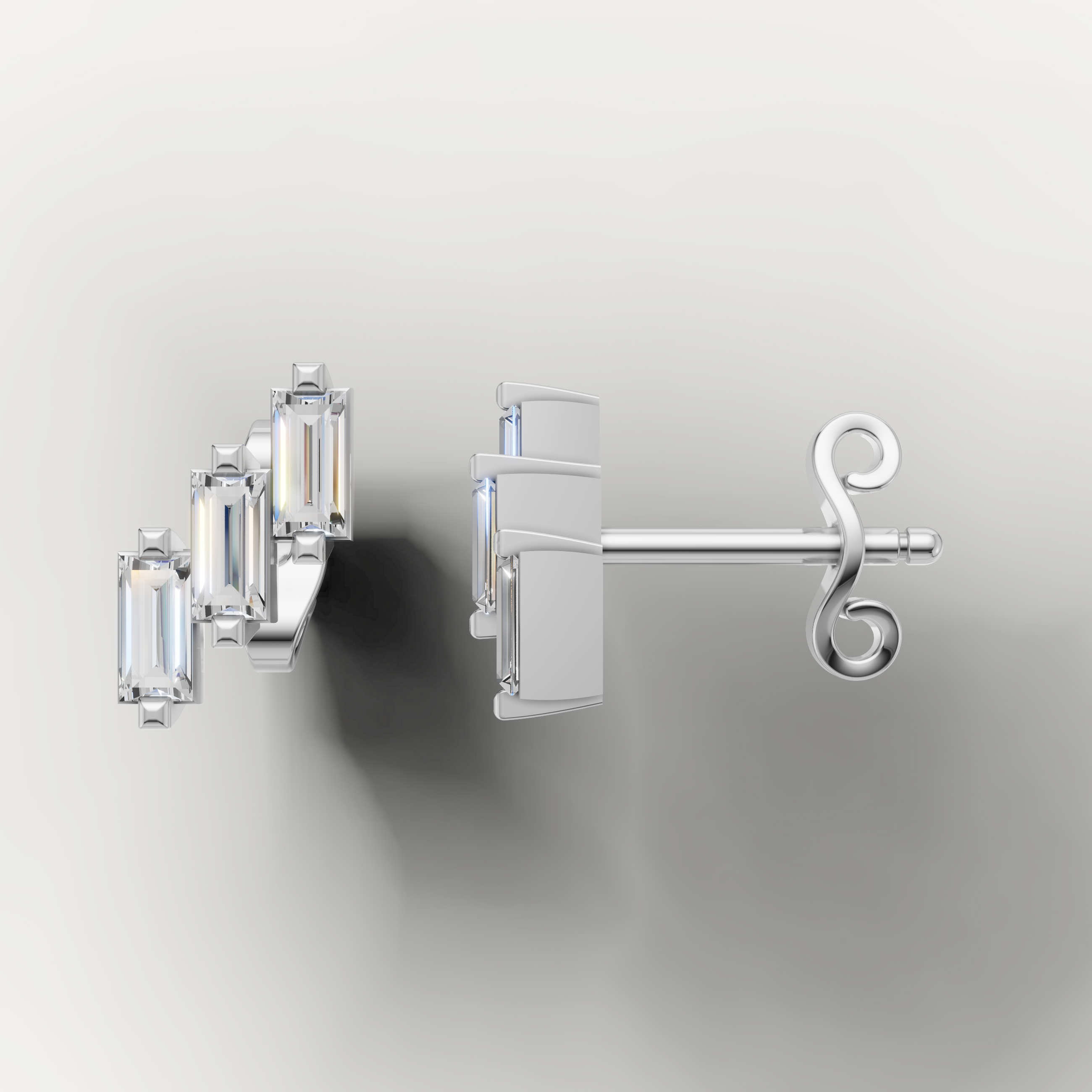 Elegant white gold geometric diamond earrings by Raul Diamonds