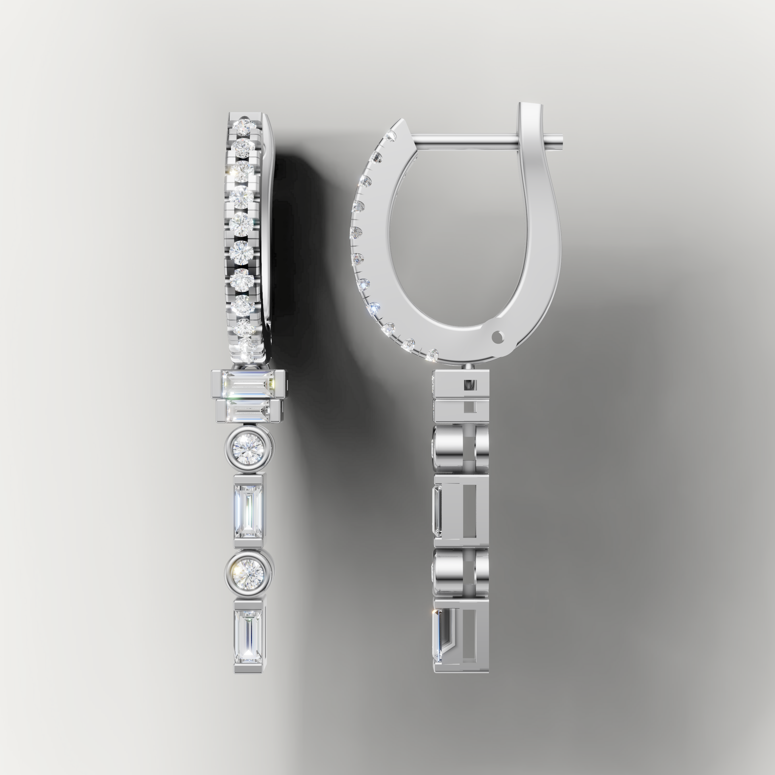 Elegant white gold geometric diamond earrings for women by Raul Diamonds