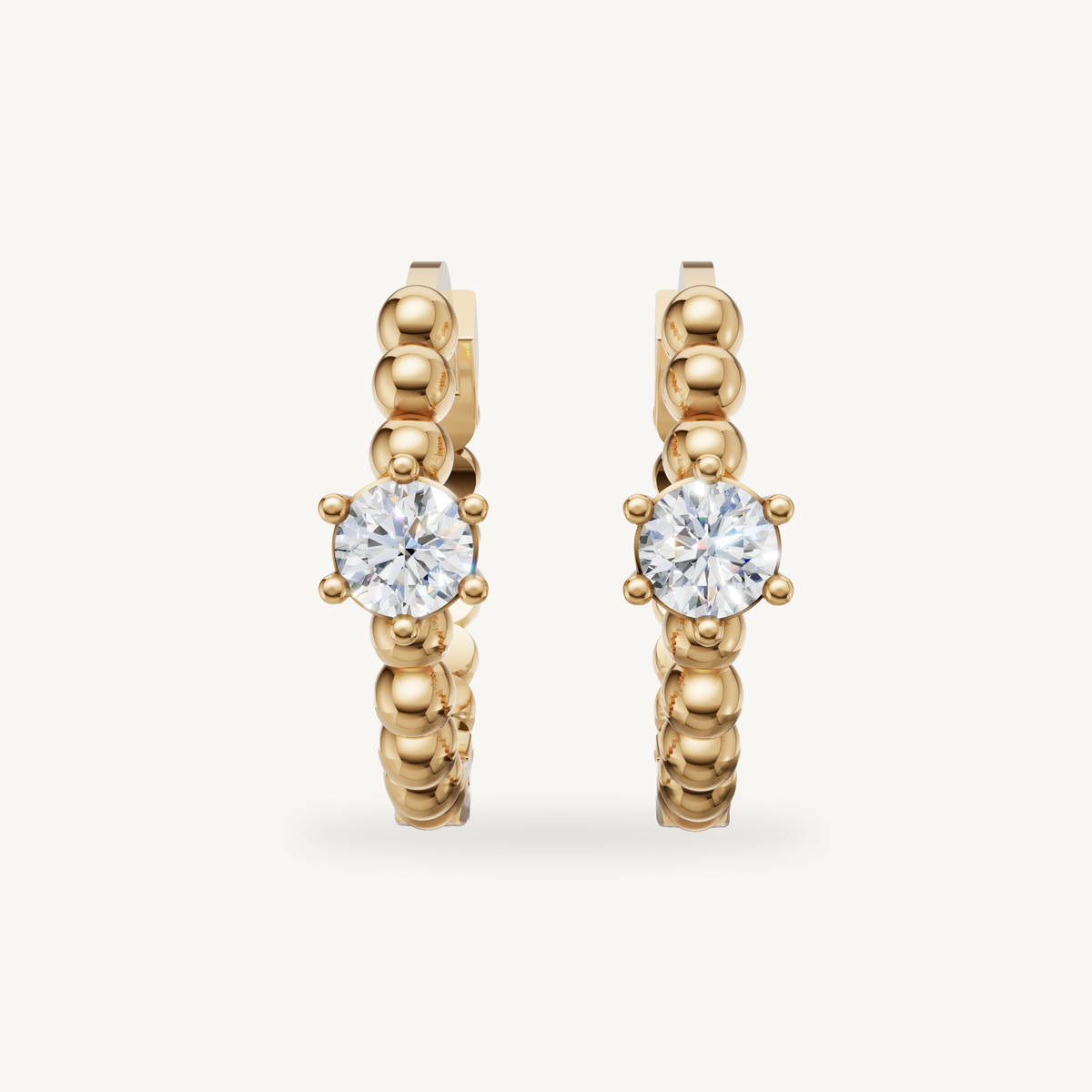 Raul Diamonds yellow gold beaded diamond hoop earrings for women