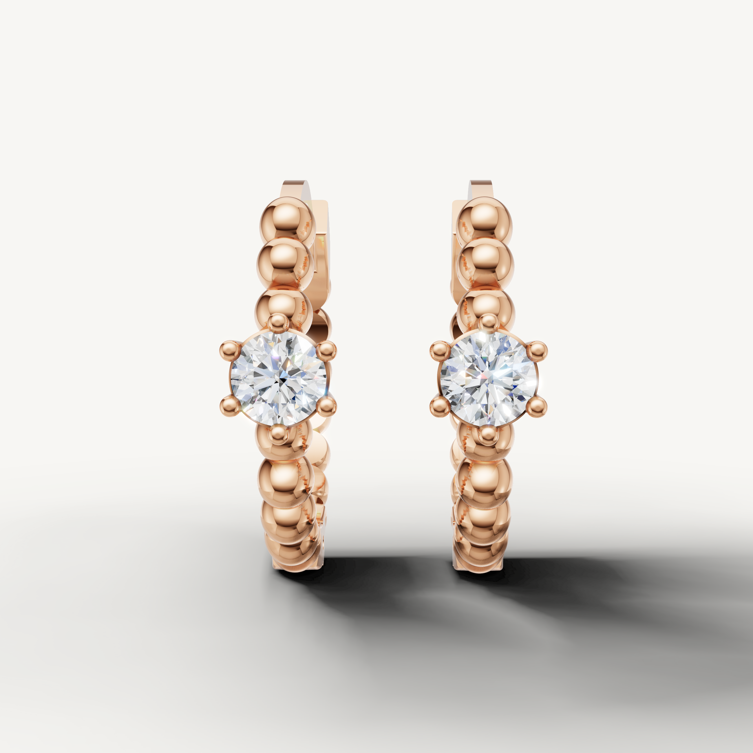 Raul Diamonds rose gold beaded diamond hoop earrings for women