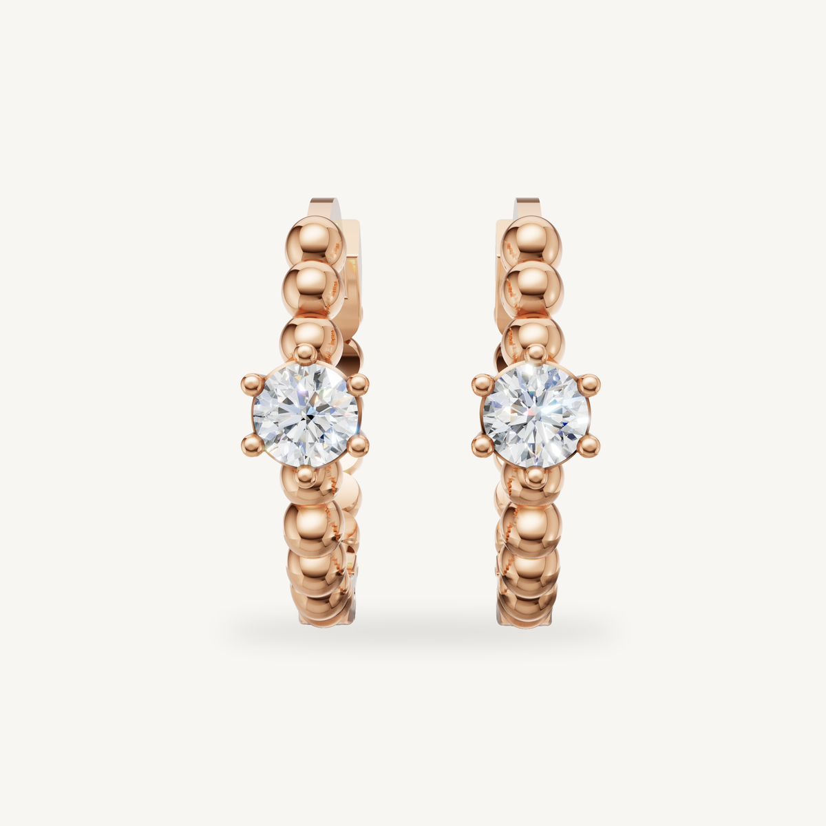 Raul Diamonds rose gold beaded diamond hoop earrings for women