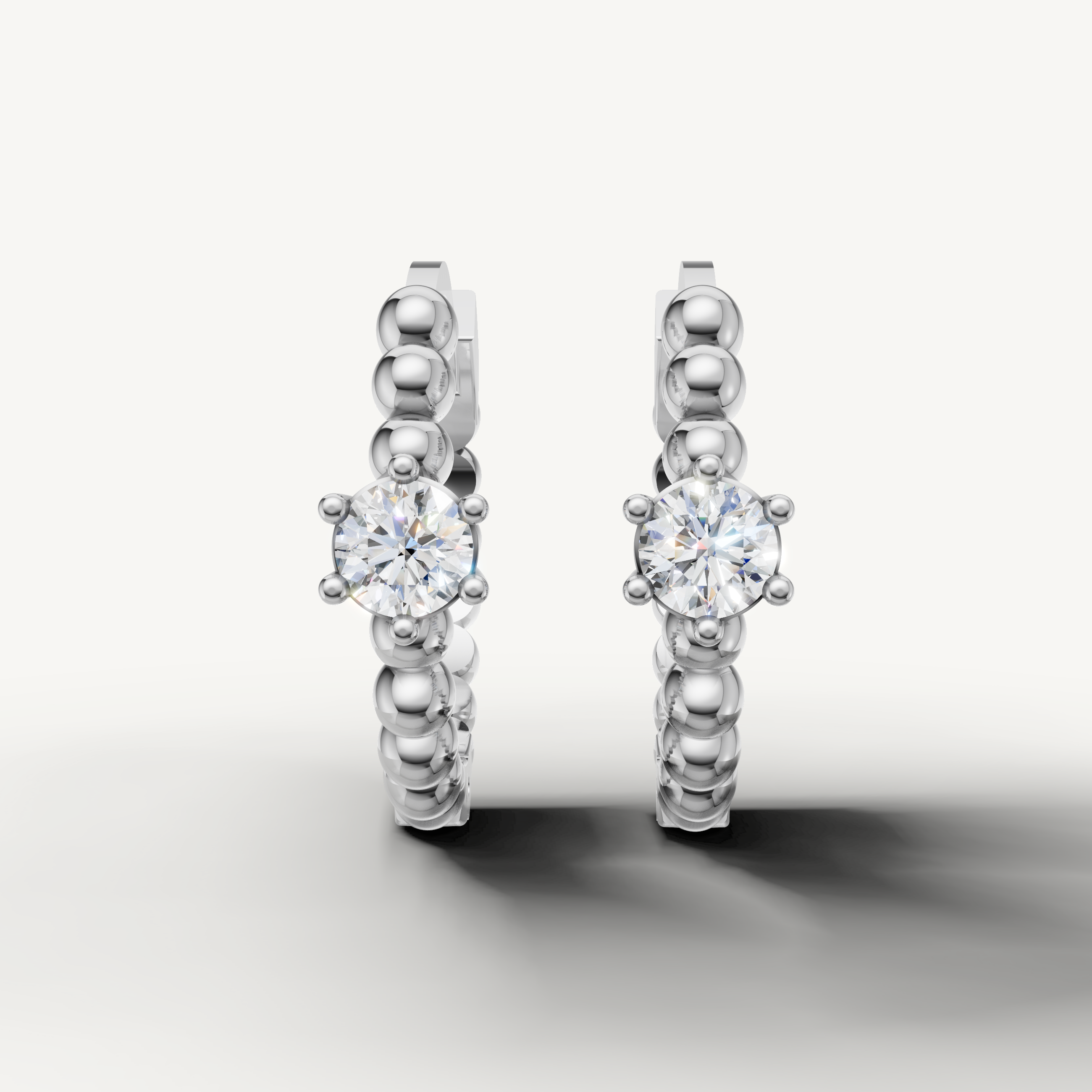 Raul Diamonds white gold beaded diamond hoop earrings for women