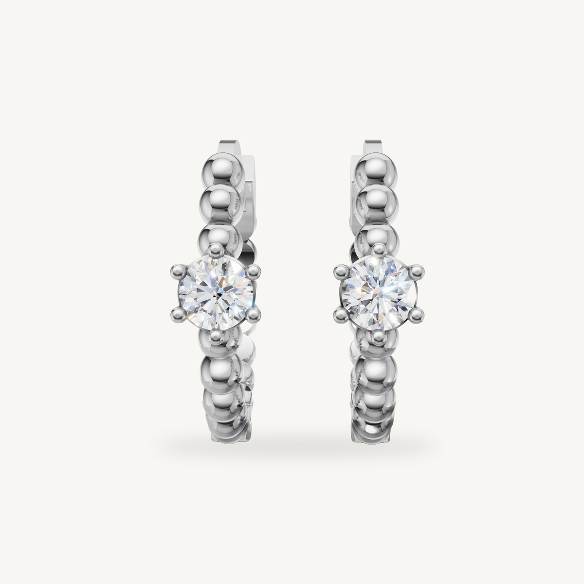 Raul Diamonds white gold beaded diamond hoop earrings for women