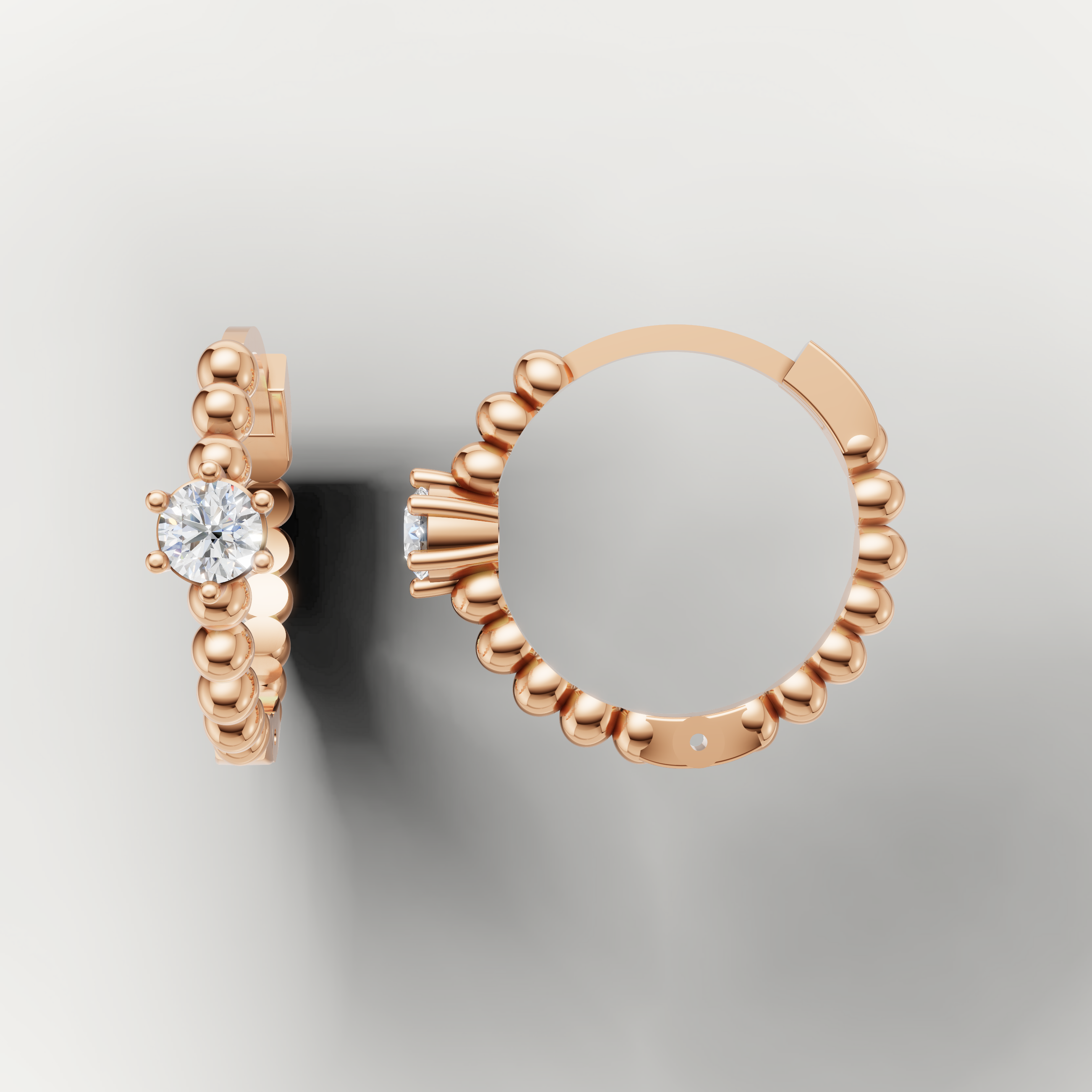 Elegant rose gold round diamond hoop earrings by Raul Diamonds