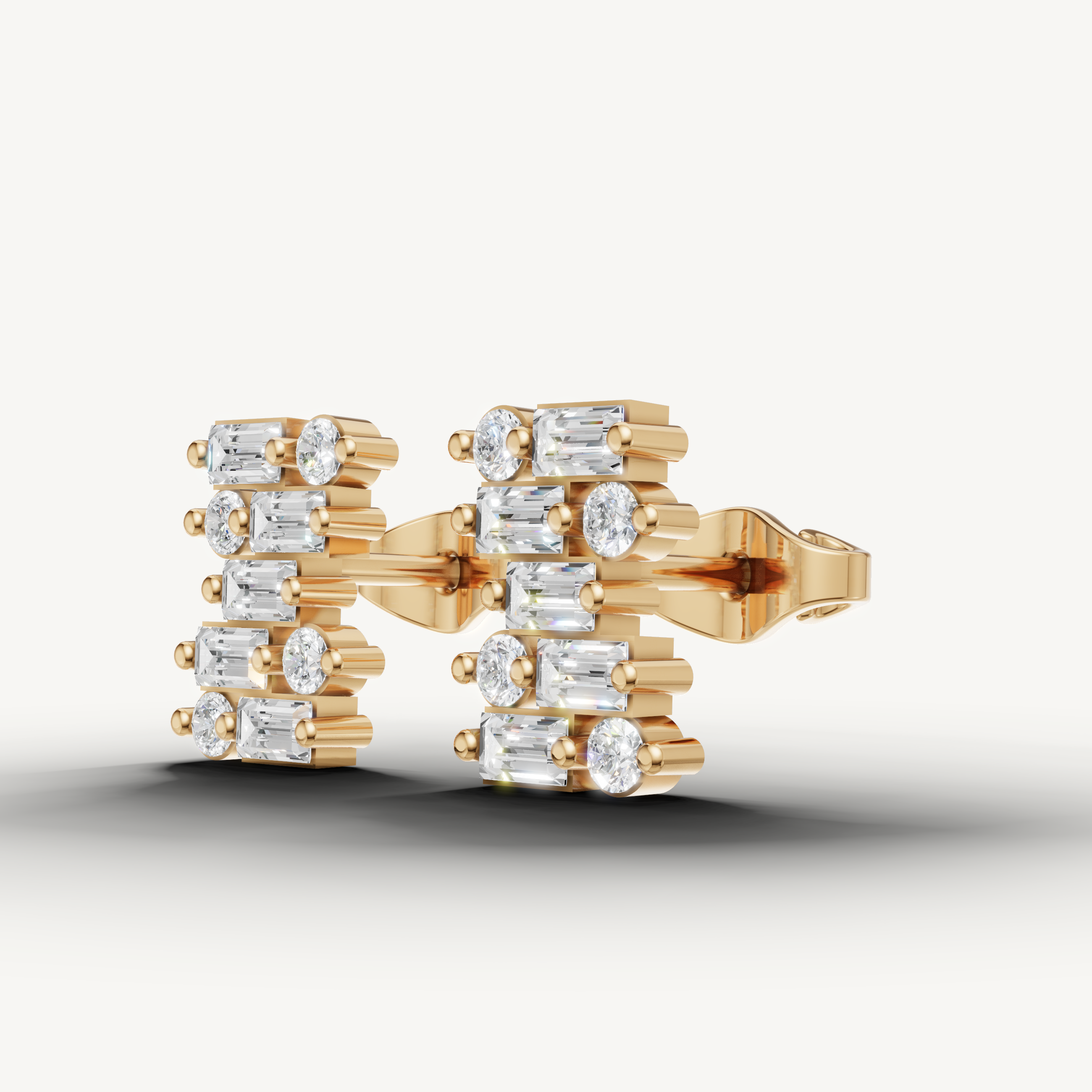 Modern yellow gold statement diamond stud earrings for bridal wear