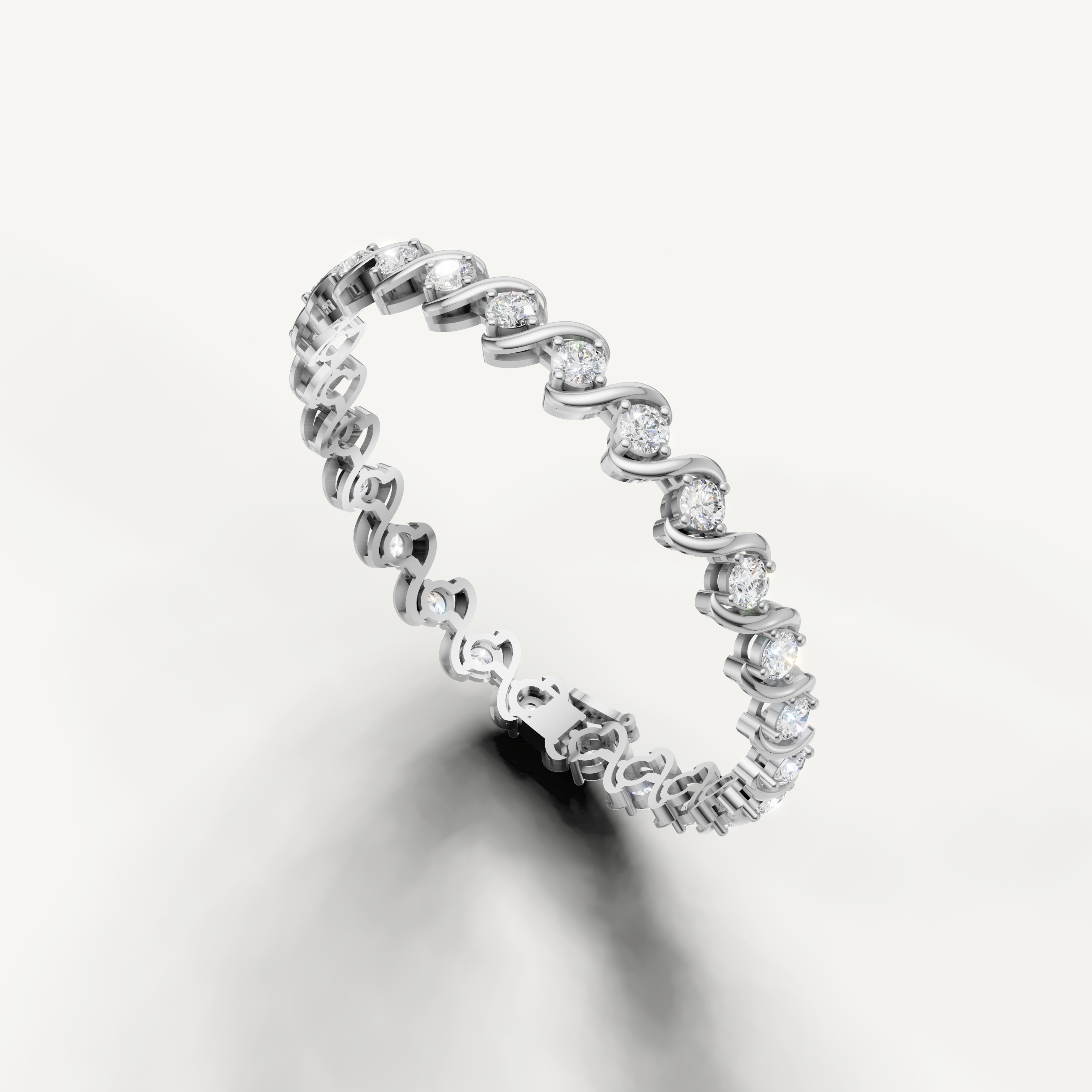 Raul Diamonds handcrafted white gold bracelet with sparkling round diamonds