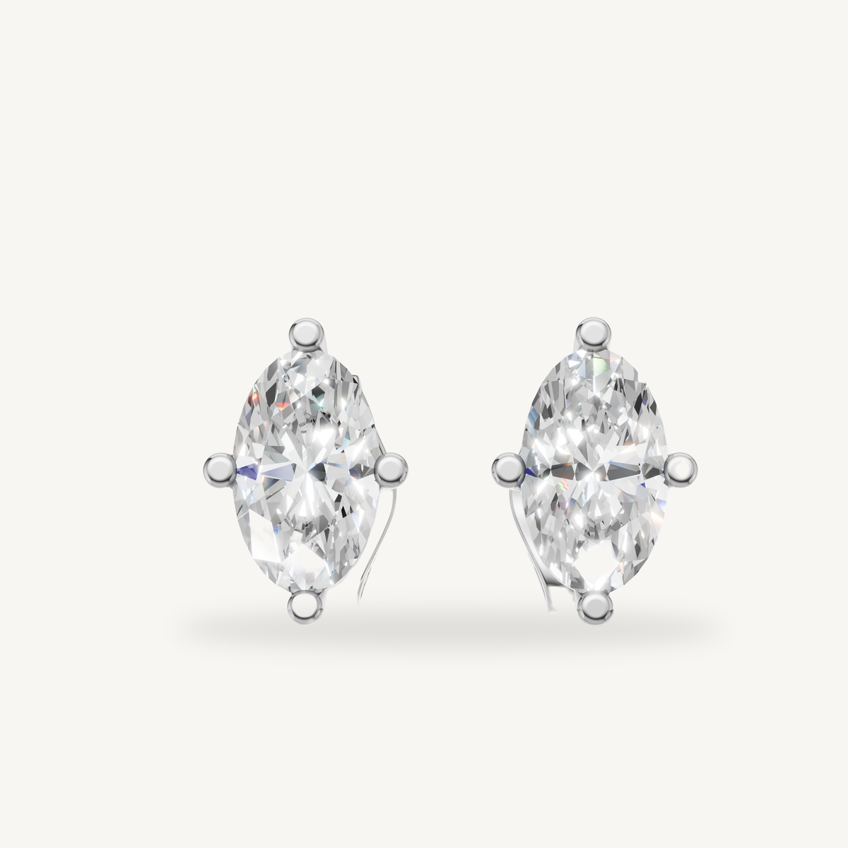 Raul Diamonds white gold marquise diamond stud earrings with sparkling solitaire luxury design