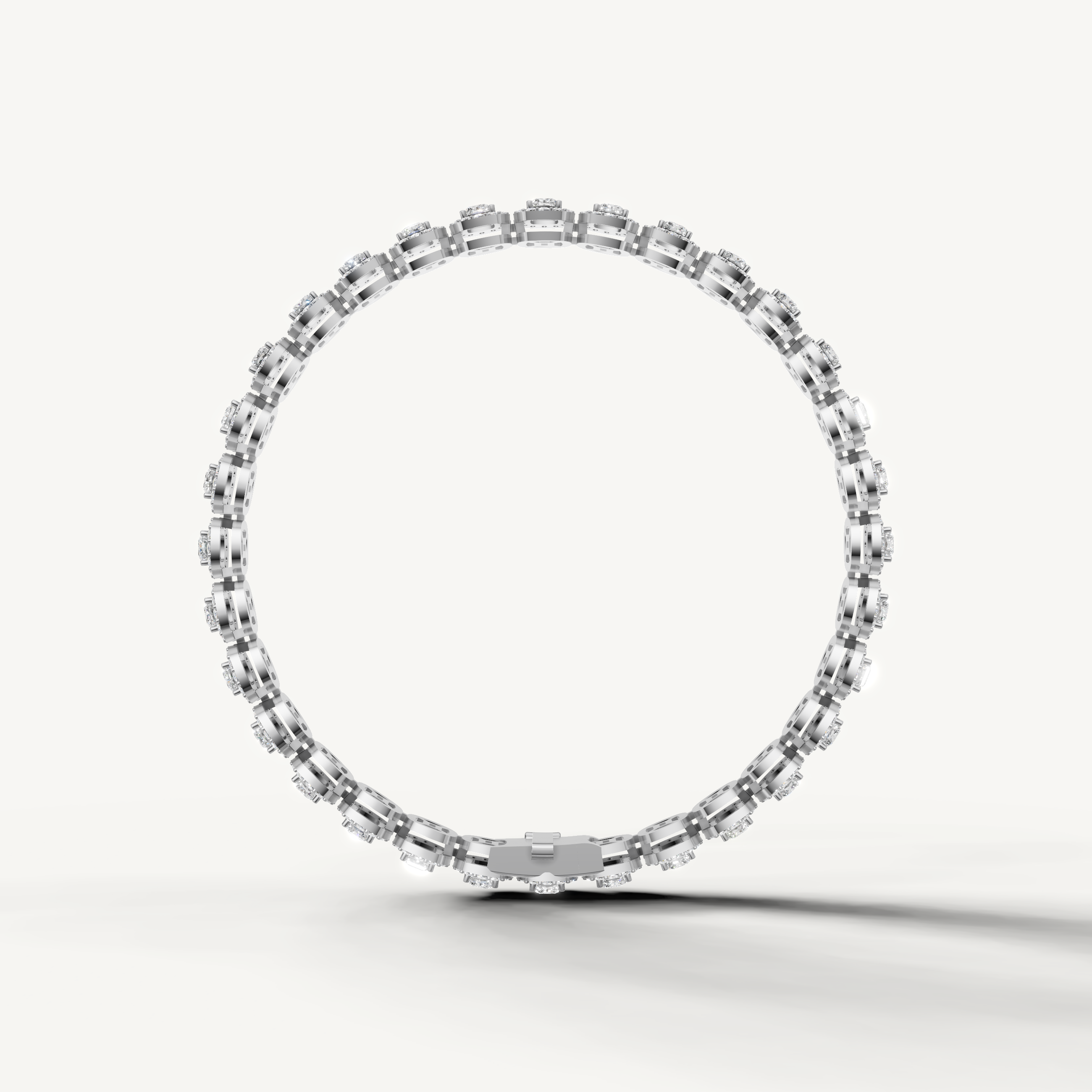 Fine jewelry white gold bracelet with halo diamond detailing for bridal wear