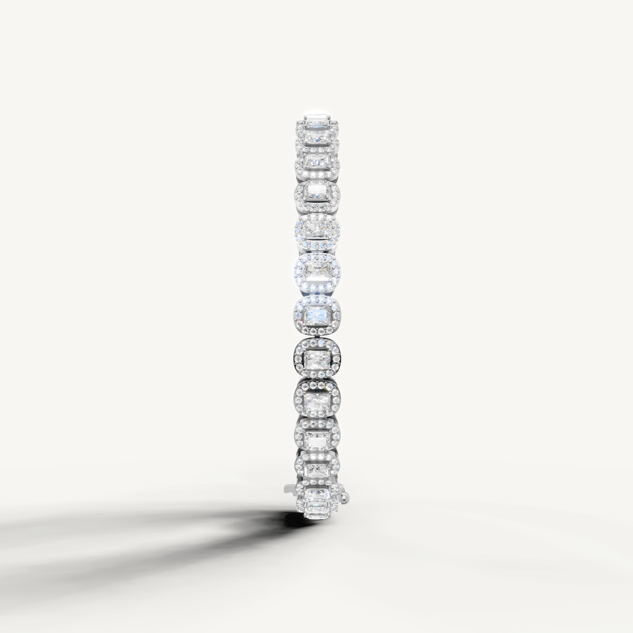 White gold luxury diamond bracelet with emerald cut stones for women