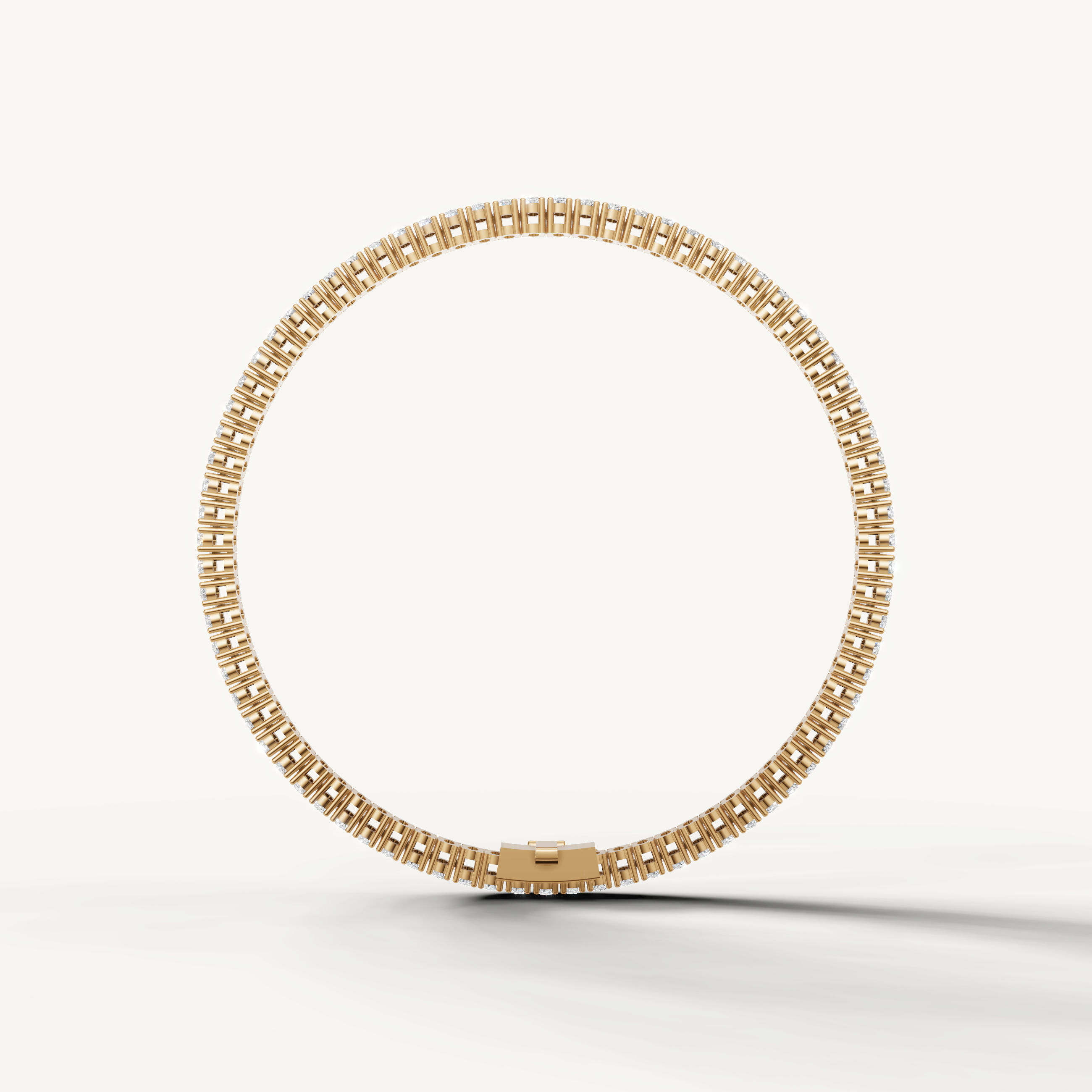 Fine yellow gold oval diamond bracelet with classic tennis style design
