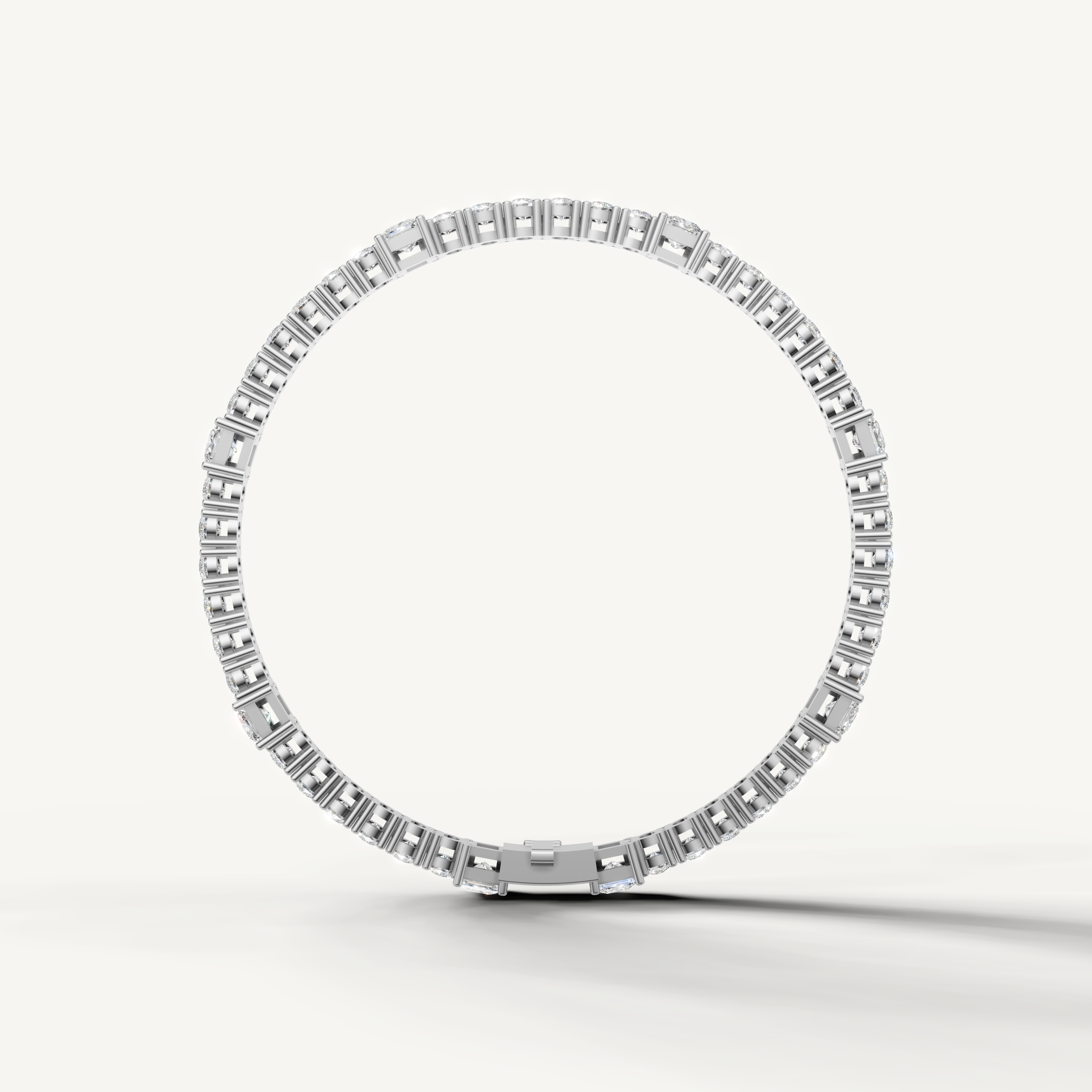 Fine white gold diamond bracelet with round and princess stones