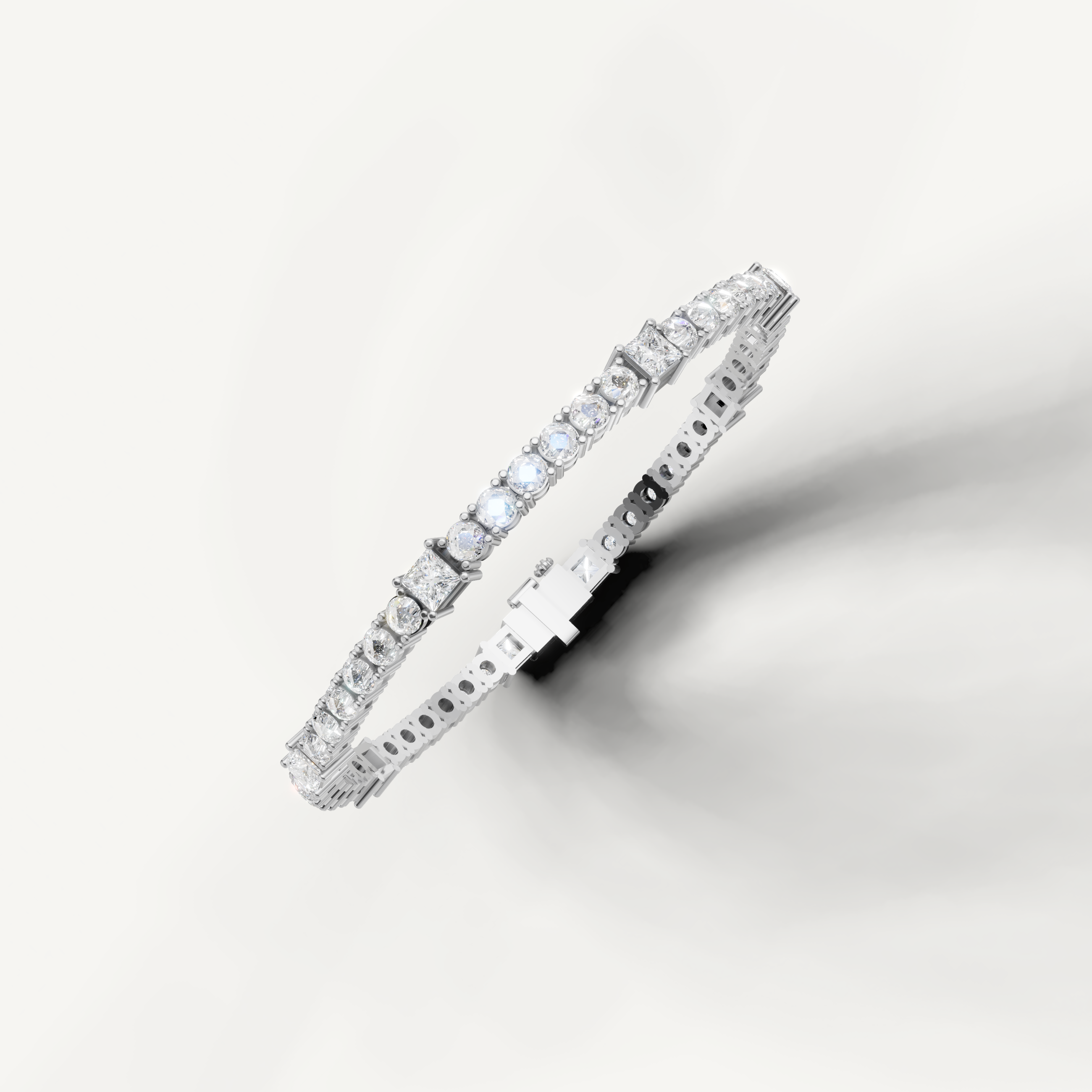 White gold mixed cut diamond bracelet for women by Raul Diamonds