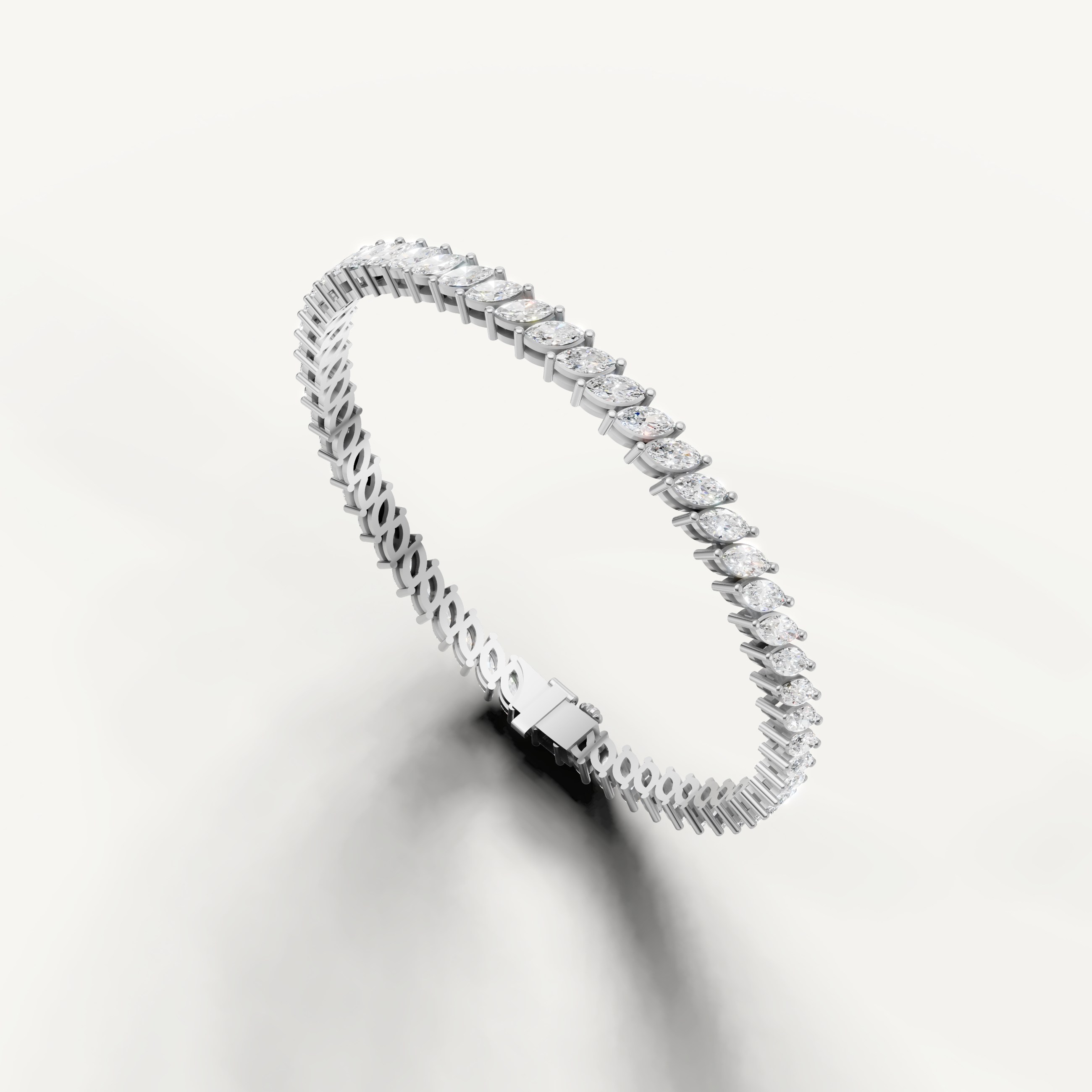 Fine white gold bracelet with marquise diamonds by Raul Diamonds