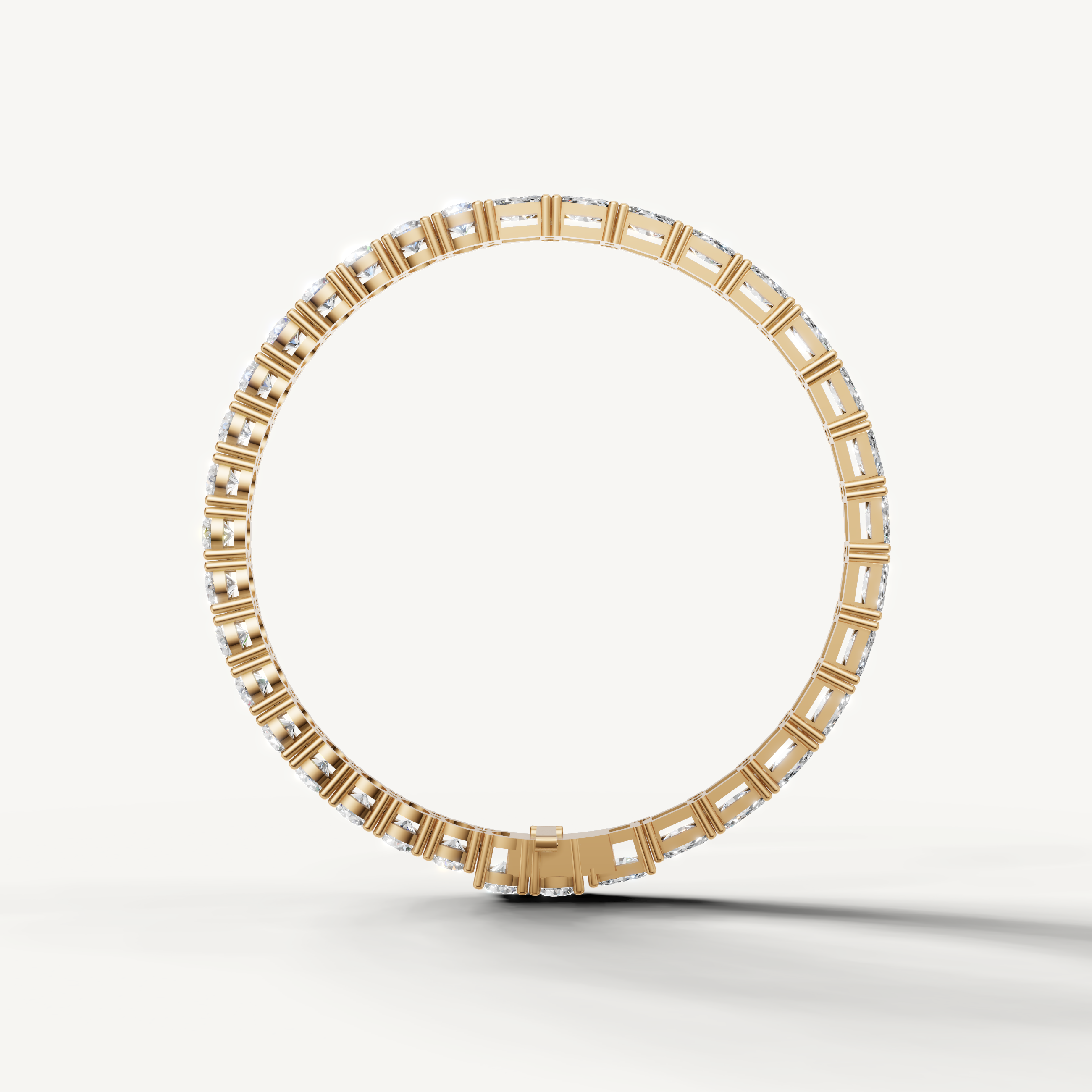 Fine jewelry yellow gold tennis bracelet with certified diamonds and modern link design