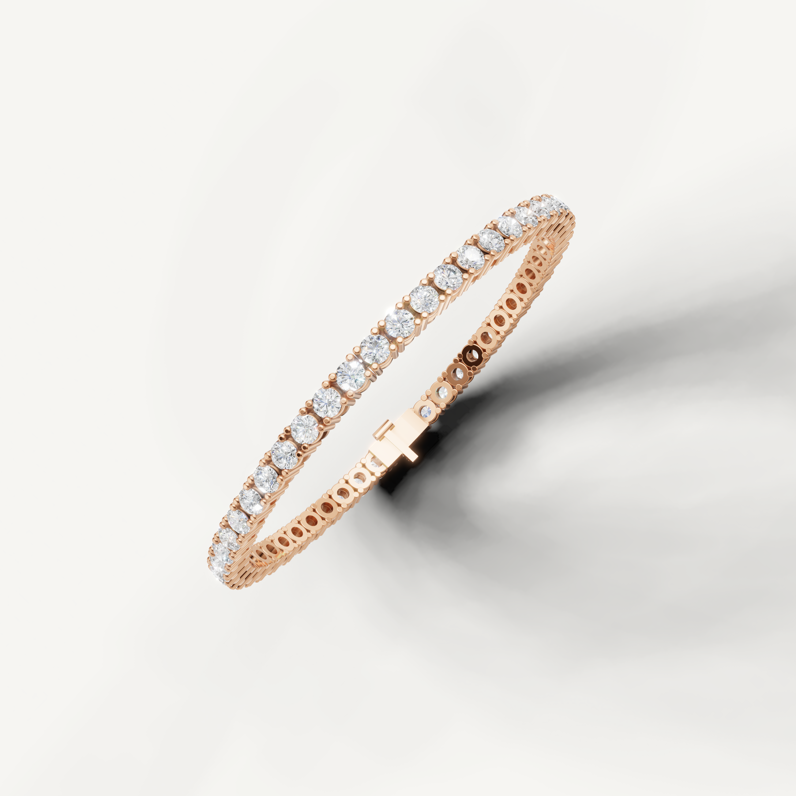 Luxury rose gold tennis bracelet featuring timeless round diamond styling