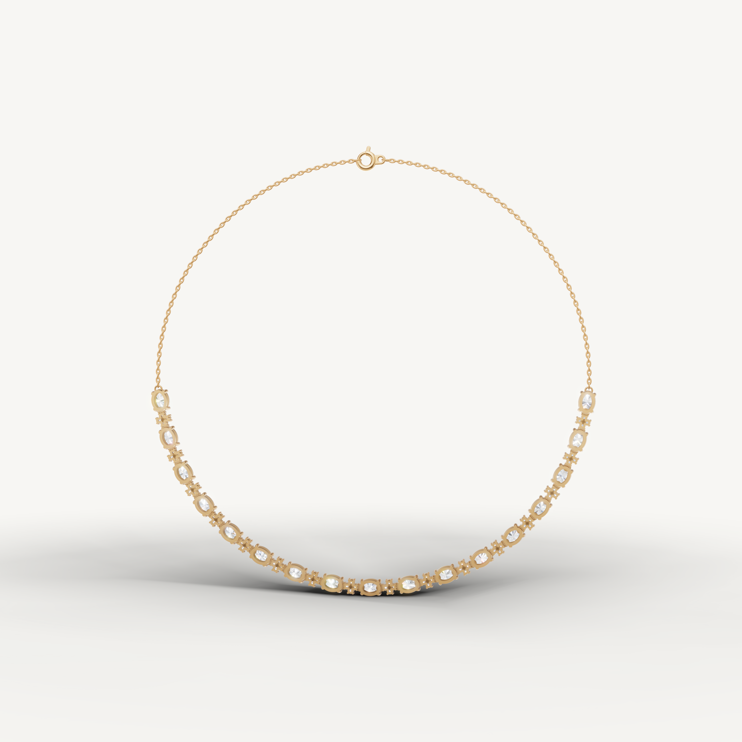 Luxury Oval Lab Diamond Statement Necklace in Yellow Gold