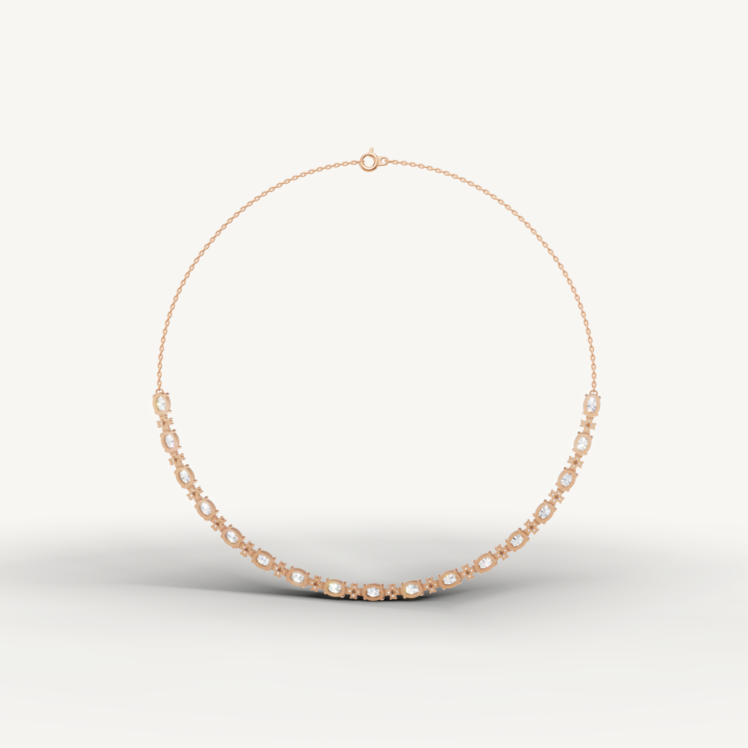 Luxury Oval Lab Diamond Statement Necklace in Rose Gold
