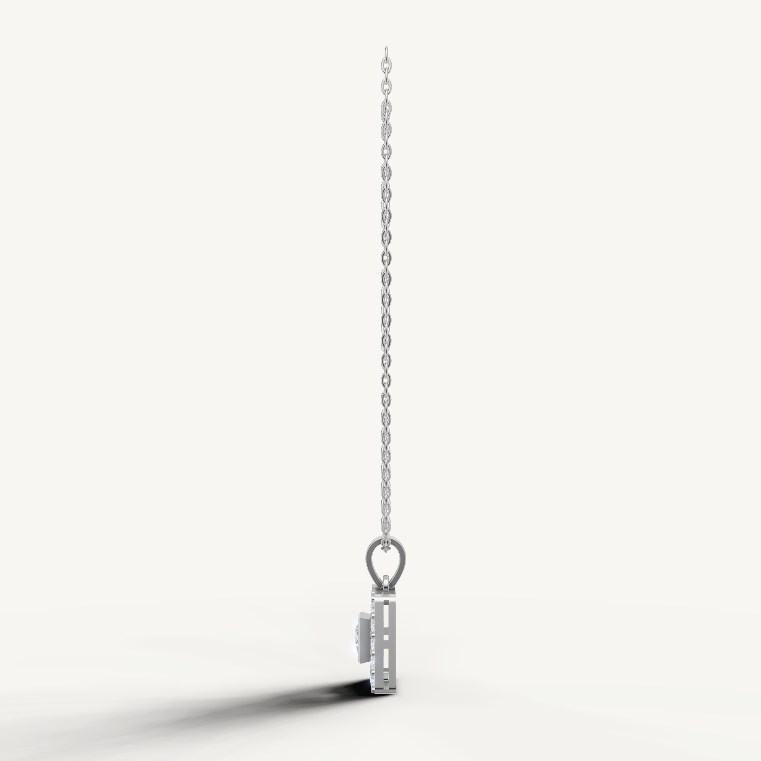 Elegant Princess Cut Lab Grown Diamond Pendant with Pavé Halo White Gold