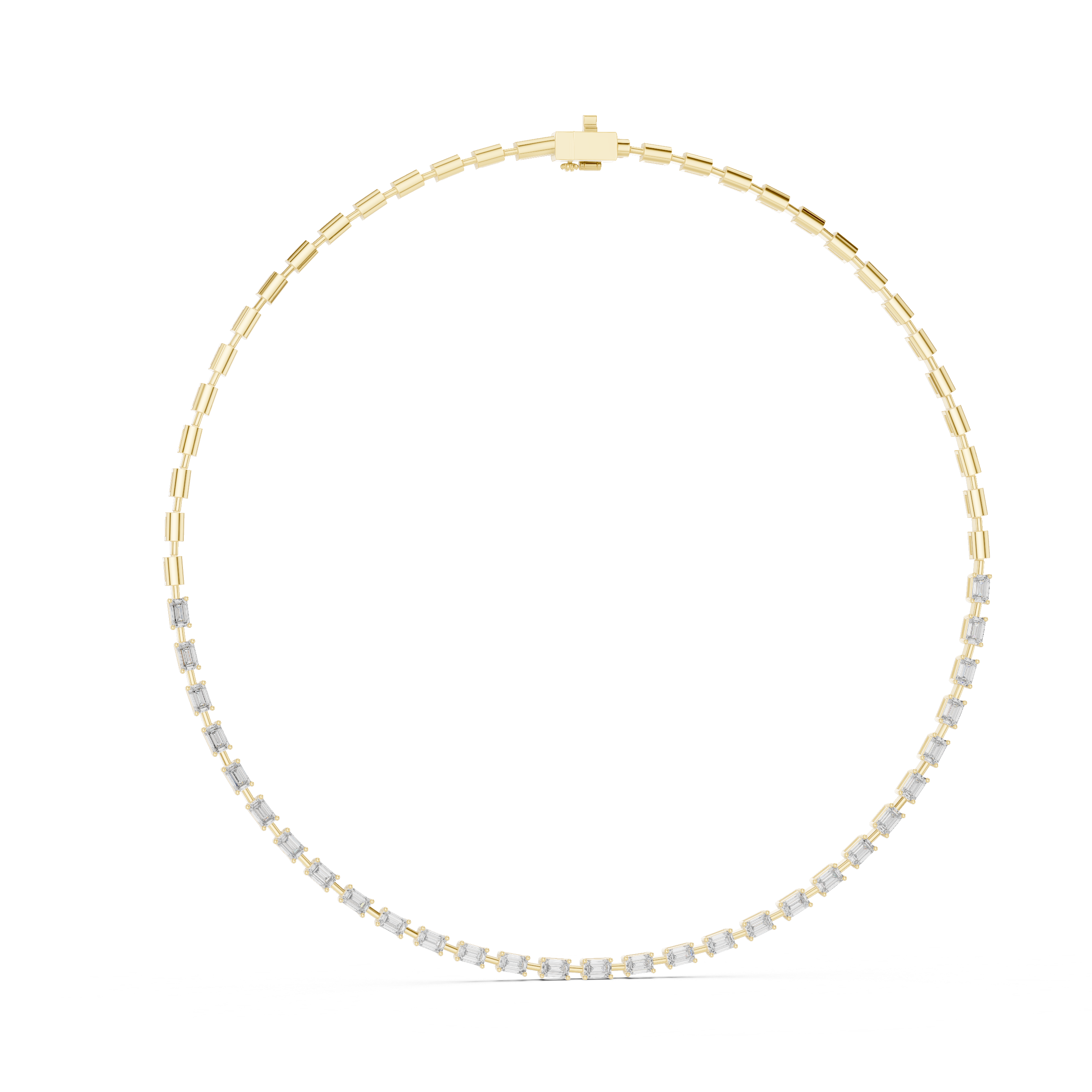 14K Gold Graduated Lab-Grown Emerald Diamond Tennis Necklace