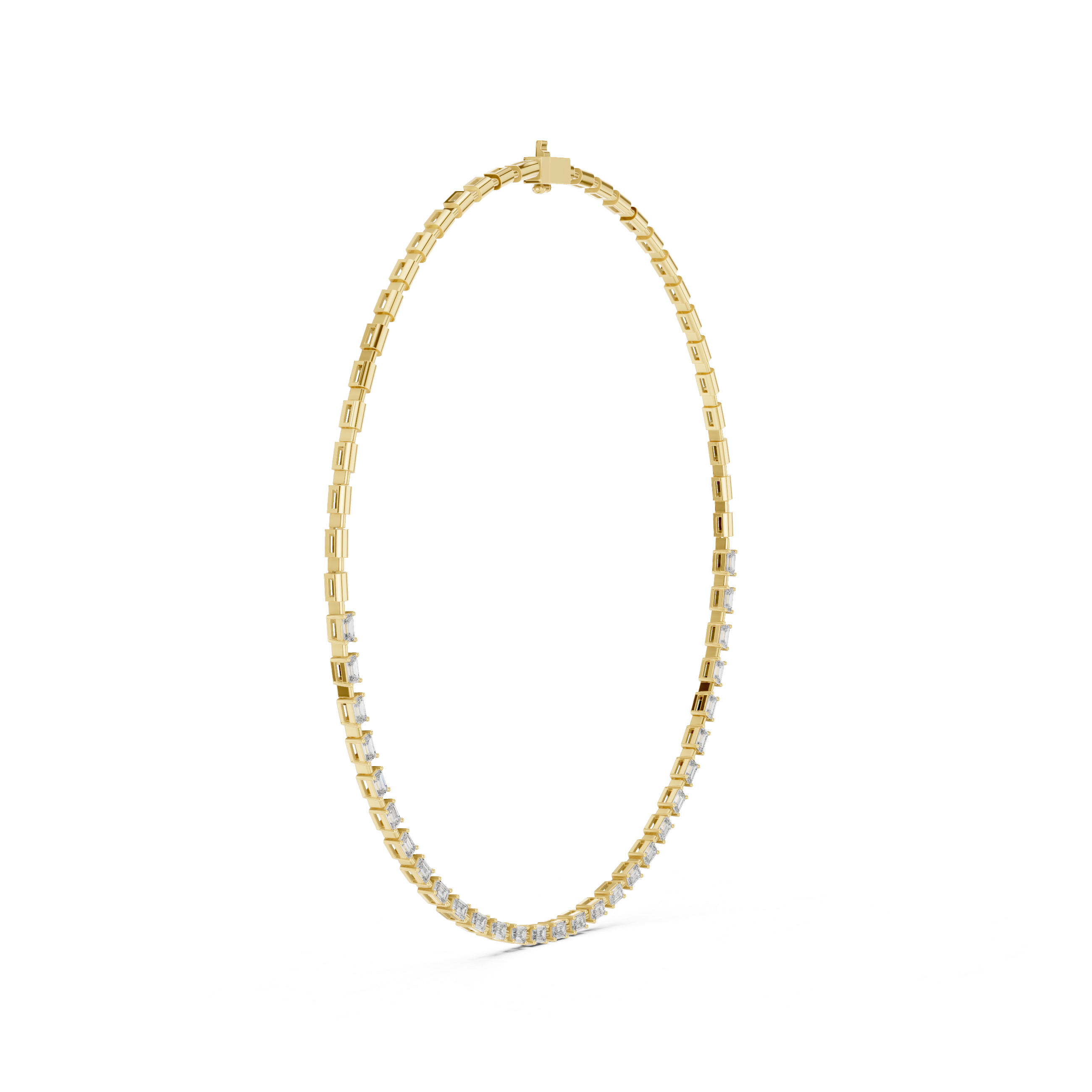 14K Gold Graduated Lab-Grown Emerald Diamond Tennis Necklace