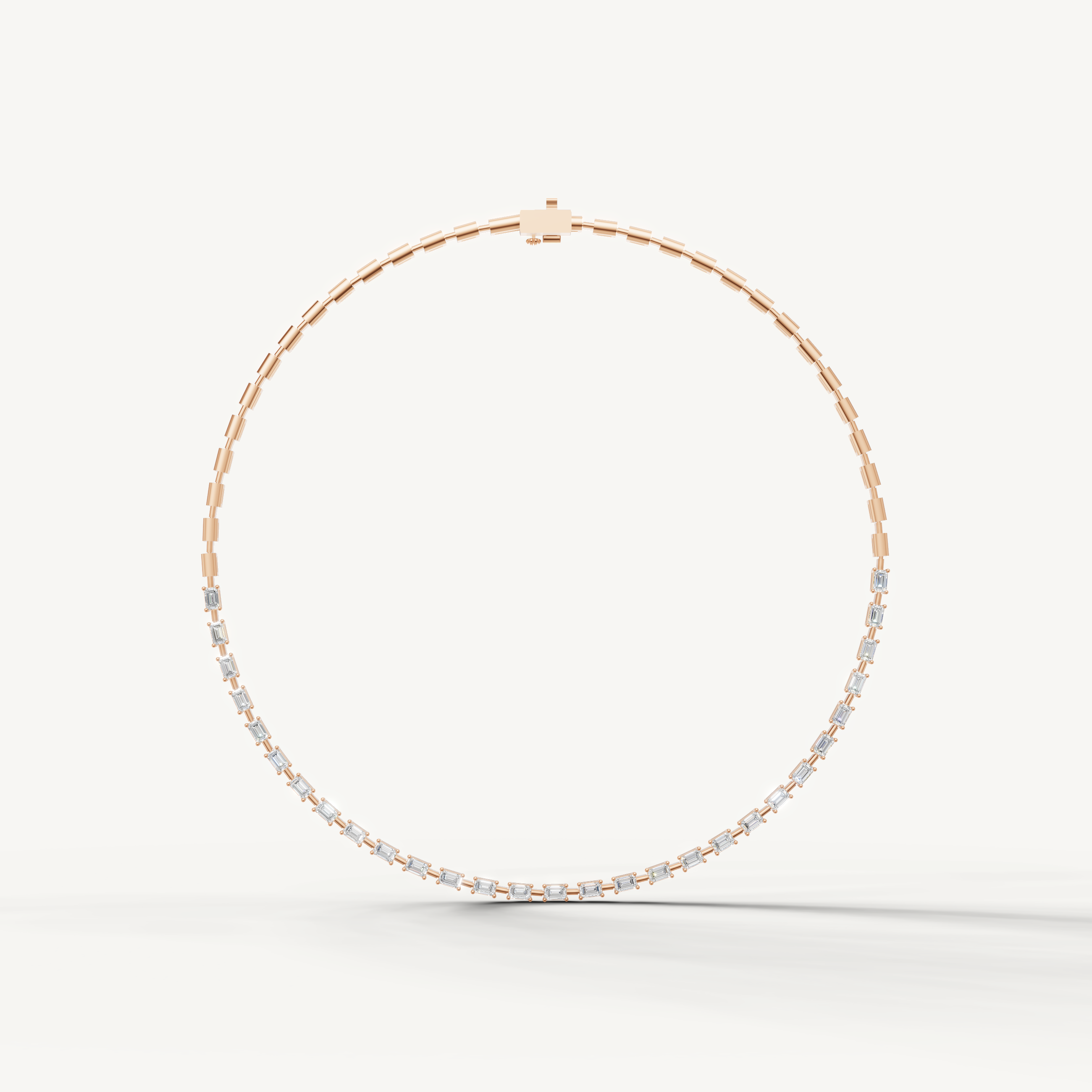 Luxury Emerald Lab Diamond Statement Necklace in Rose Gold