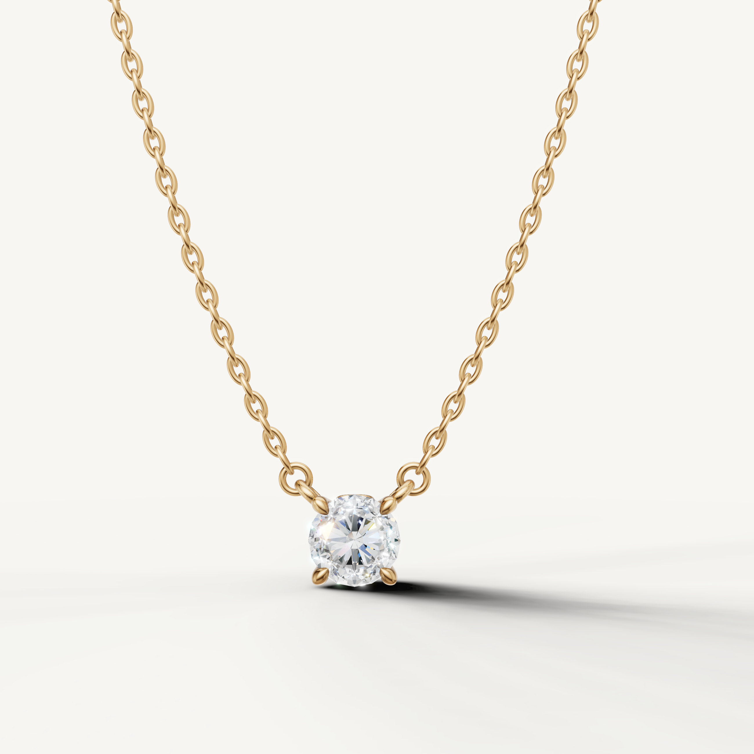 Round Lab Grown Diamond Pendant Necklace in 14K Yellow Gold by Raul Diamonds