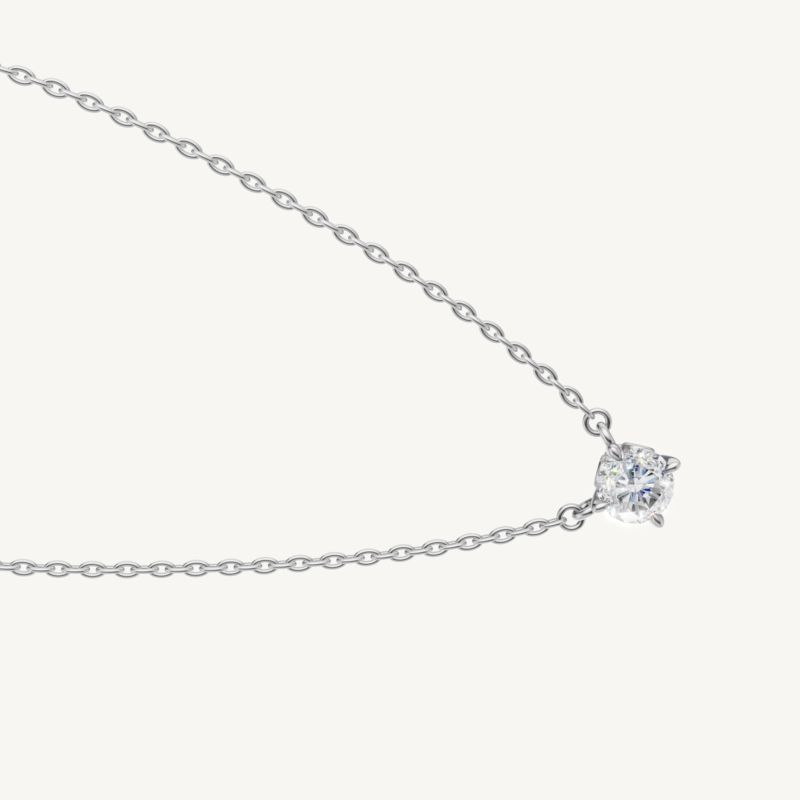 Everyday Round Lab Diamond Solitaire Pendant Necklace White Gold