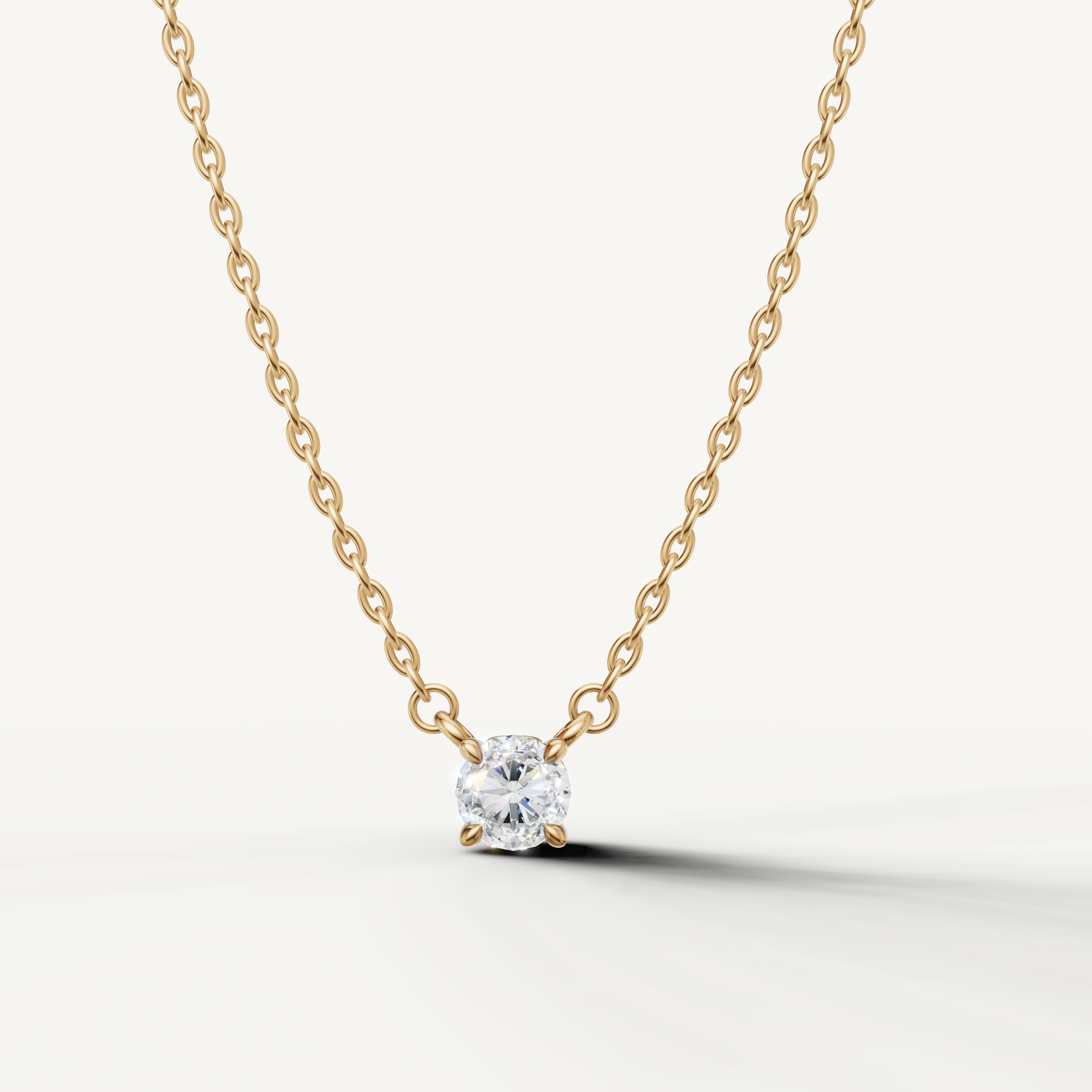 Round Lab Grown Diamond Solitaire Pendant Necklace in 14K Yellow Gold by Raul Diamonds