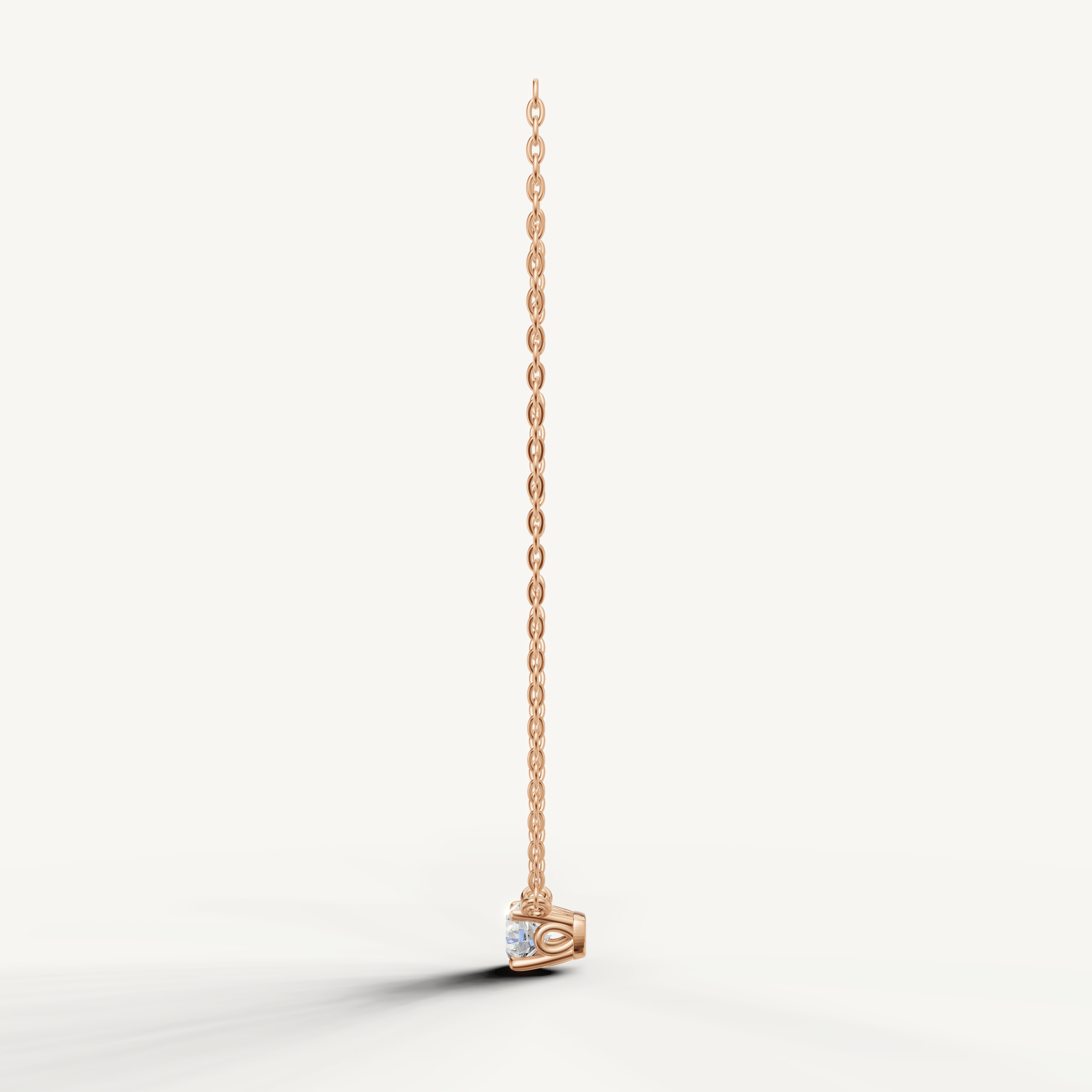 Elegant Round Cut Lab Grown Diamond Necklace with Four Prong Setting Rose Gold