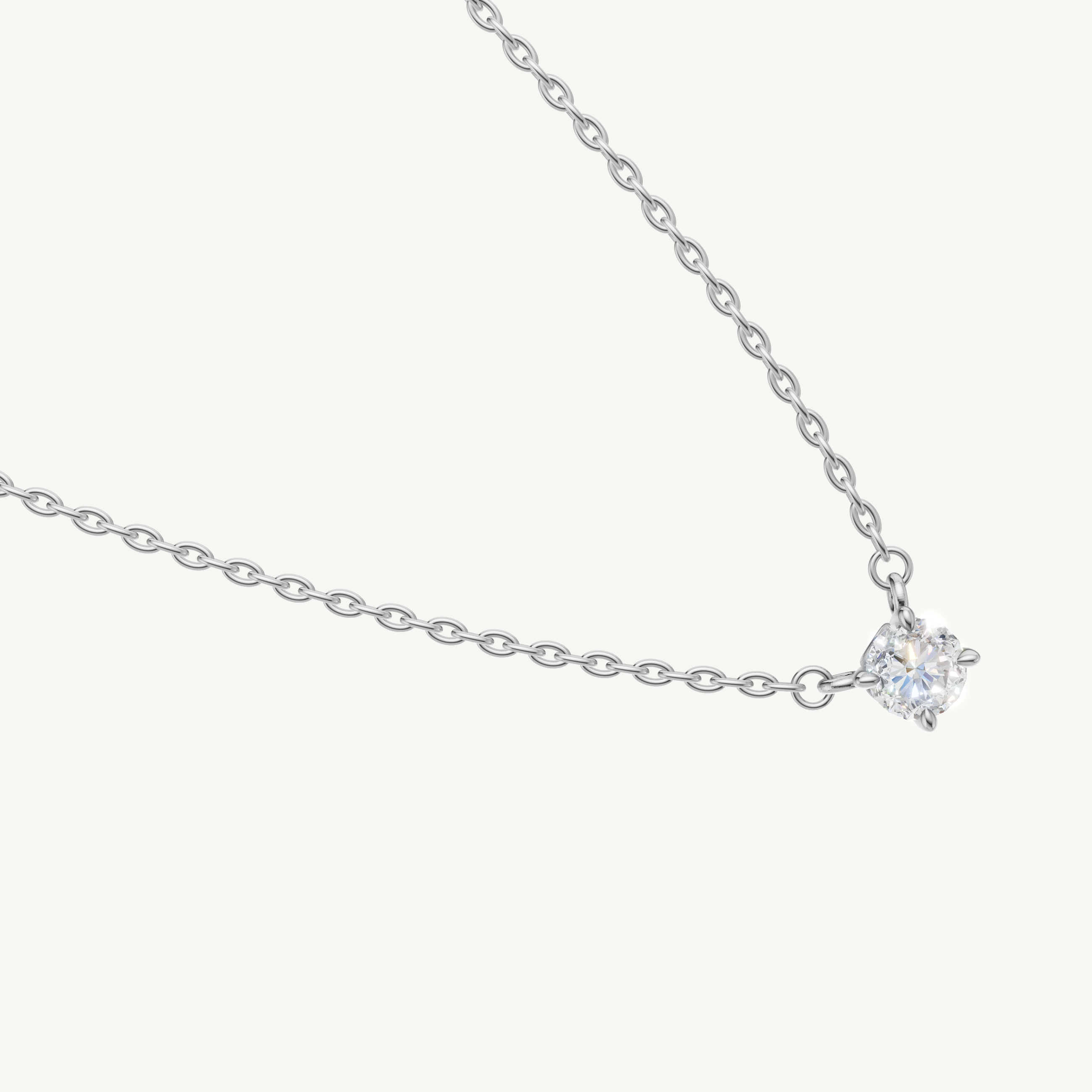 Everyday Round Lab Diamond Solitaire Pendant Necklace in 14K White Gold