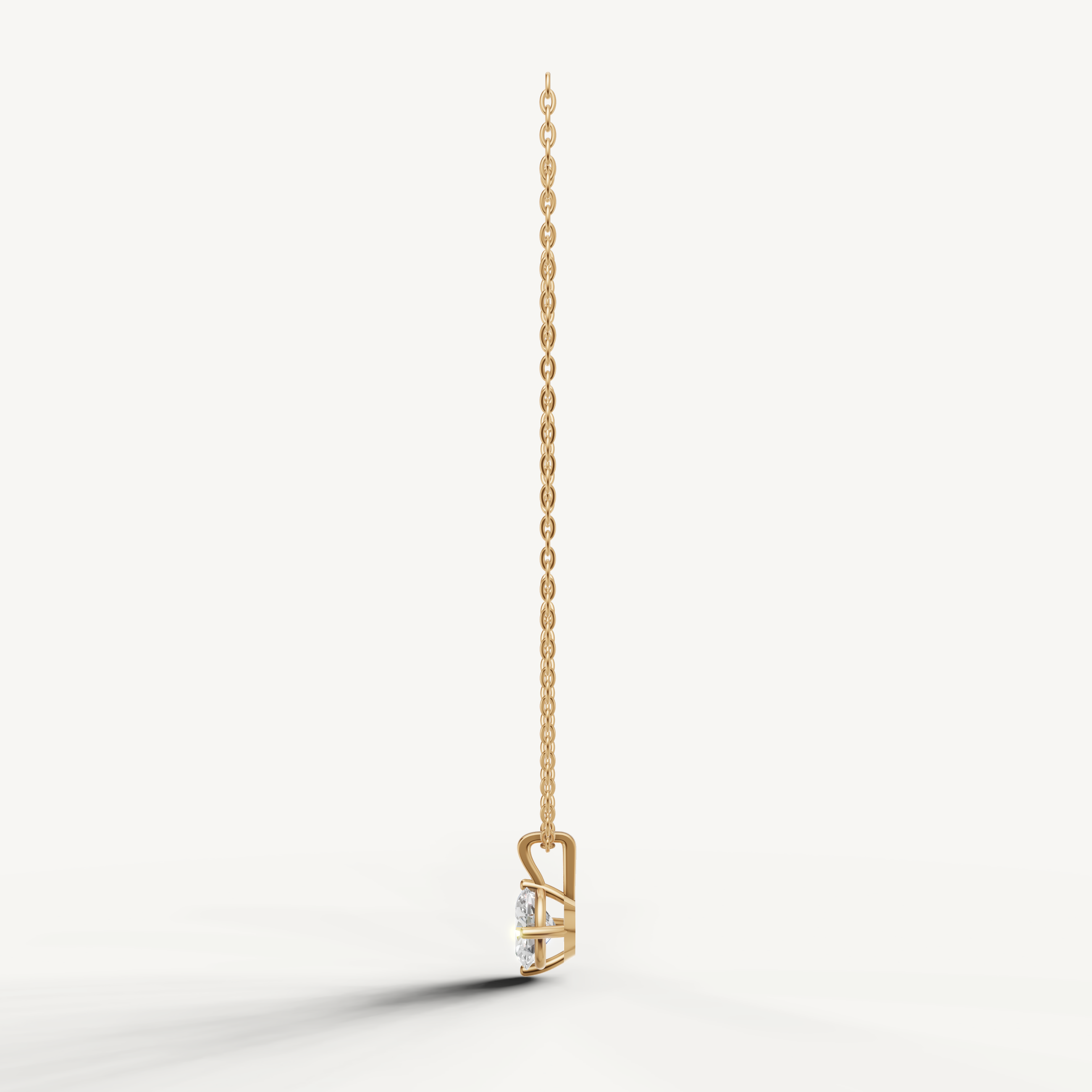 Elegant Oval Lab Grown Diamond Necklace with Three Prong Setting Rose Gold