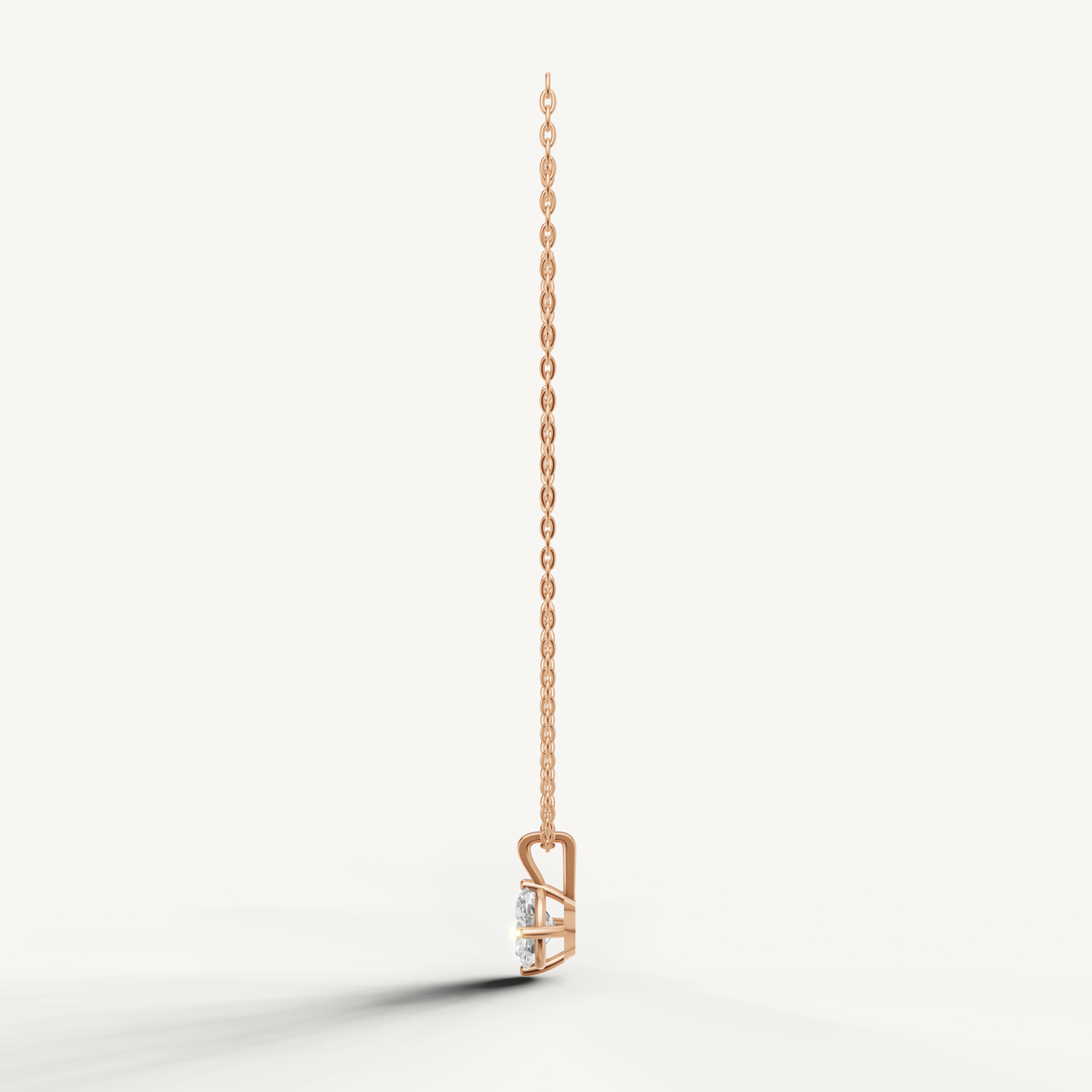 Elegant Oval Lab Grown Diamond Necklace with Three Prong Setting Yellow Gold