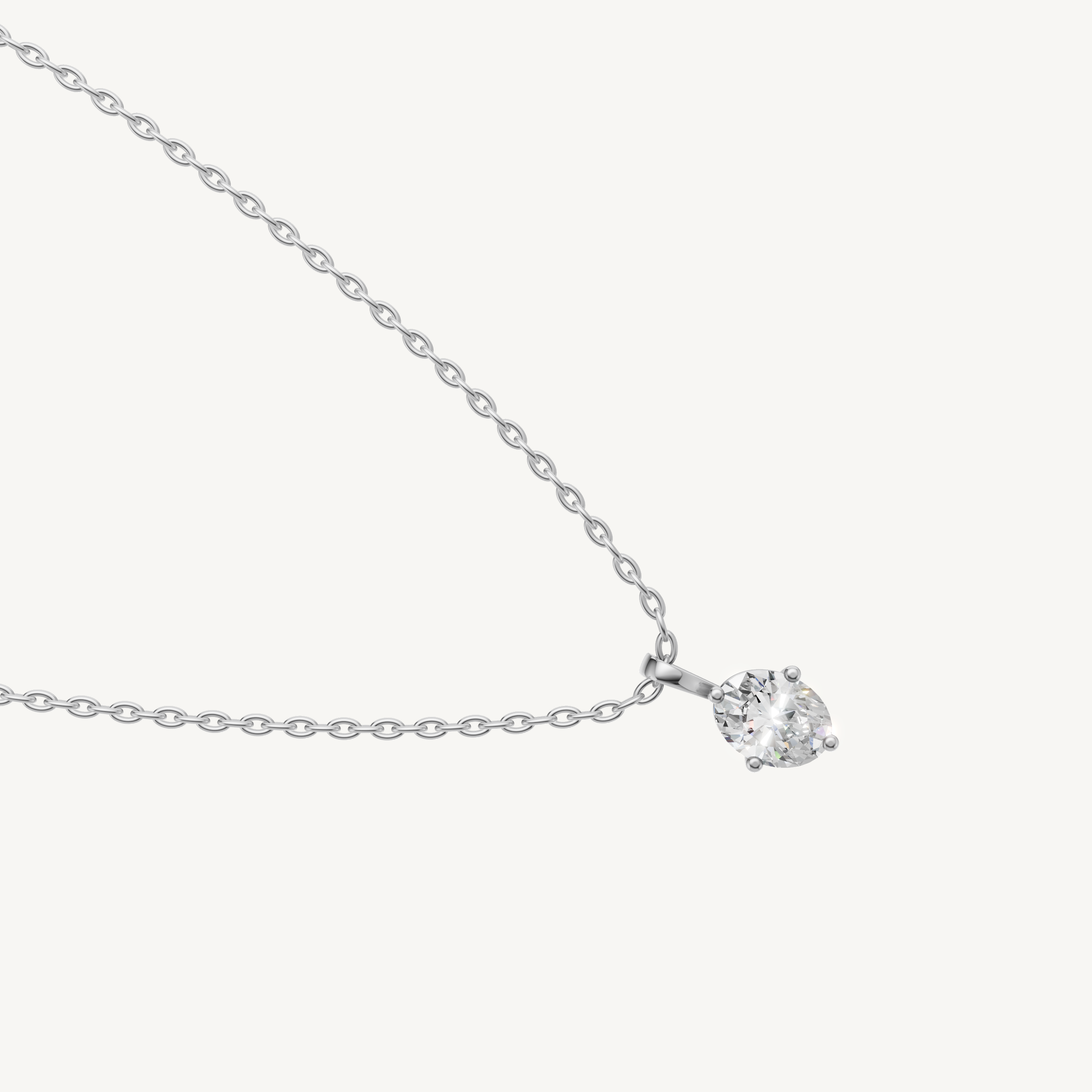 Everyday Oval Lab Diamond Solitaire Pendant Necklace in 14K White Gold