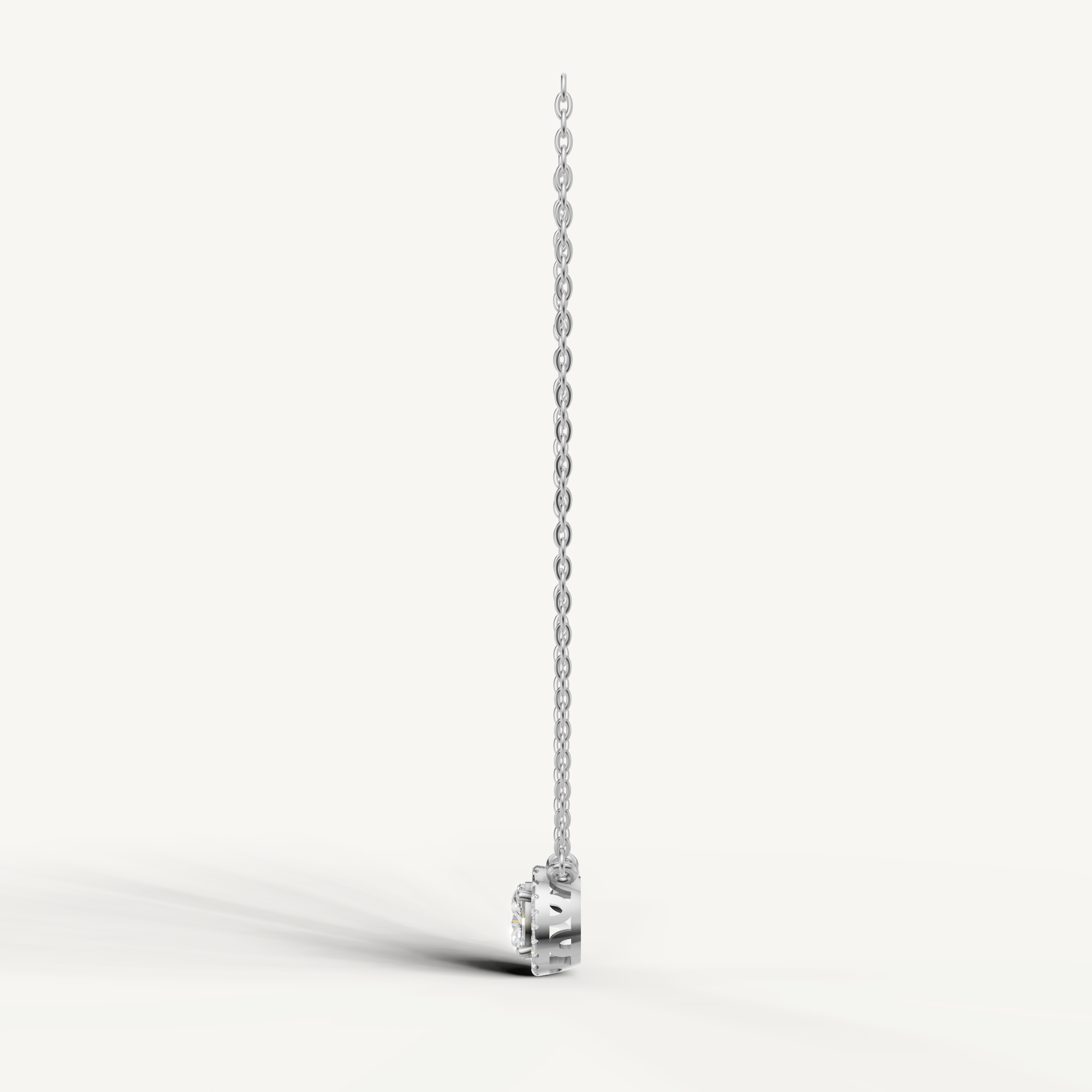 Oval Shape Lab Grown Diamond Necklace with Pavé Halo White Gold
