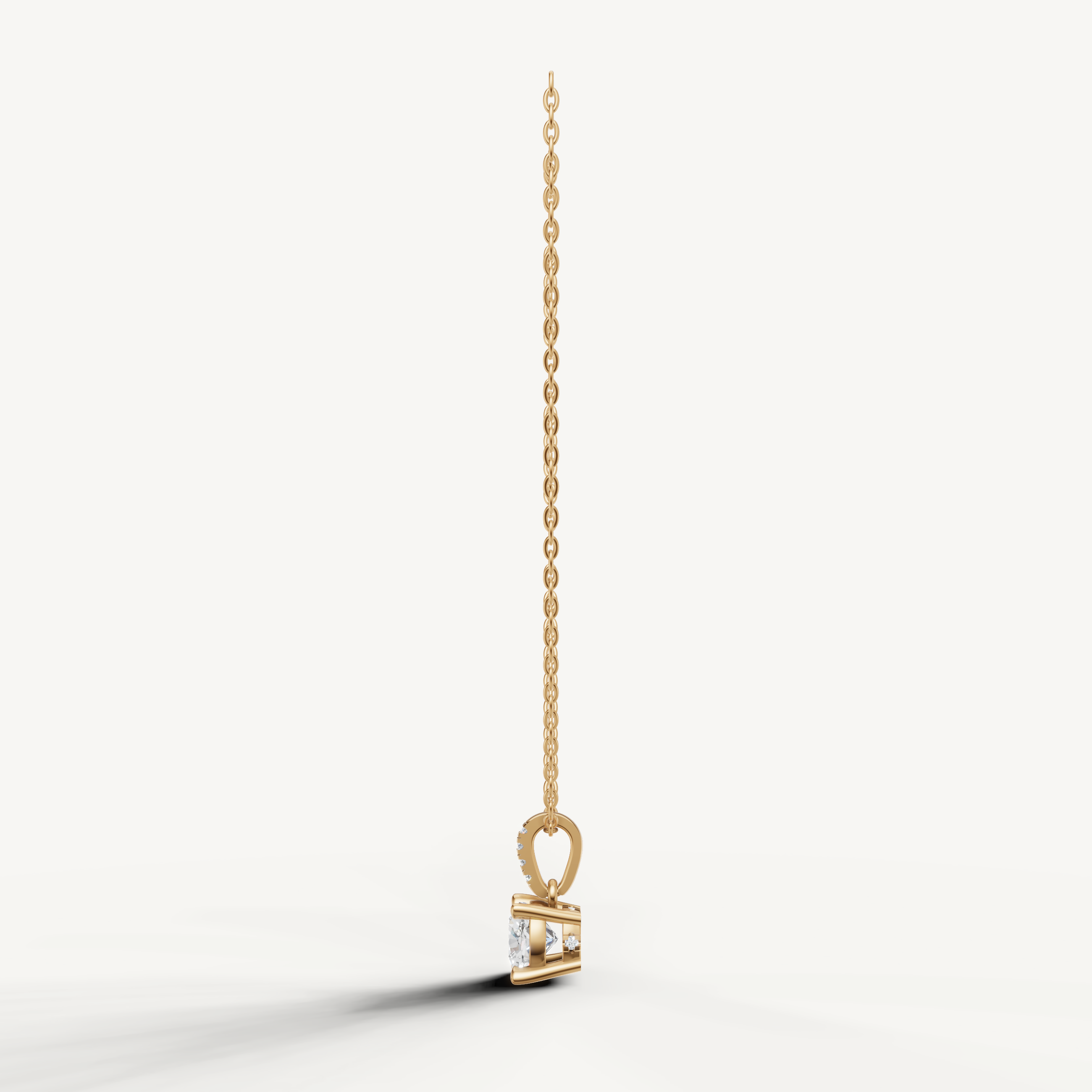 Elegant Cushion Cut Lab Grown Diamond Necklace with Pavé Bail Yellow Gold