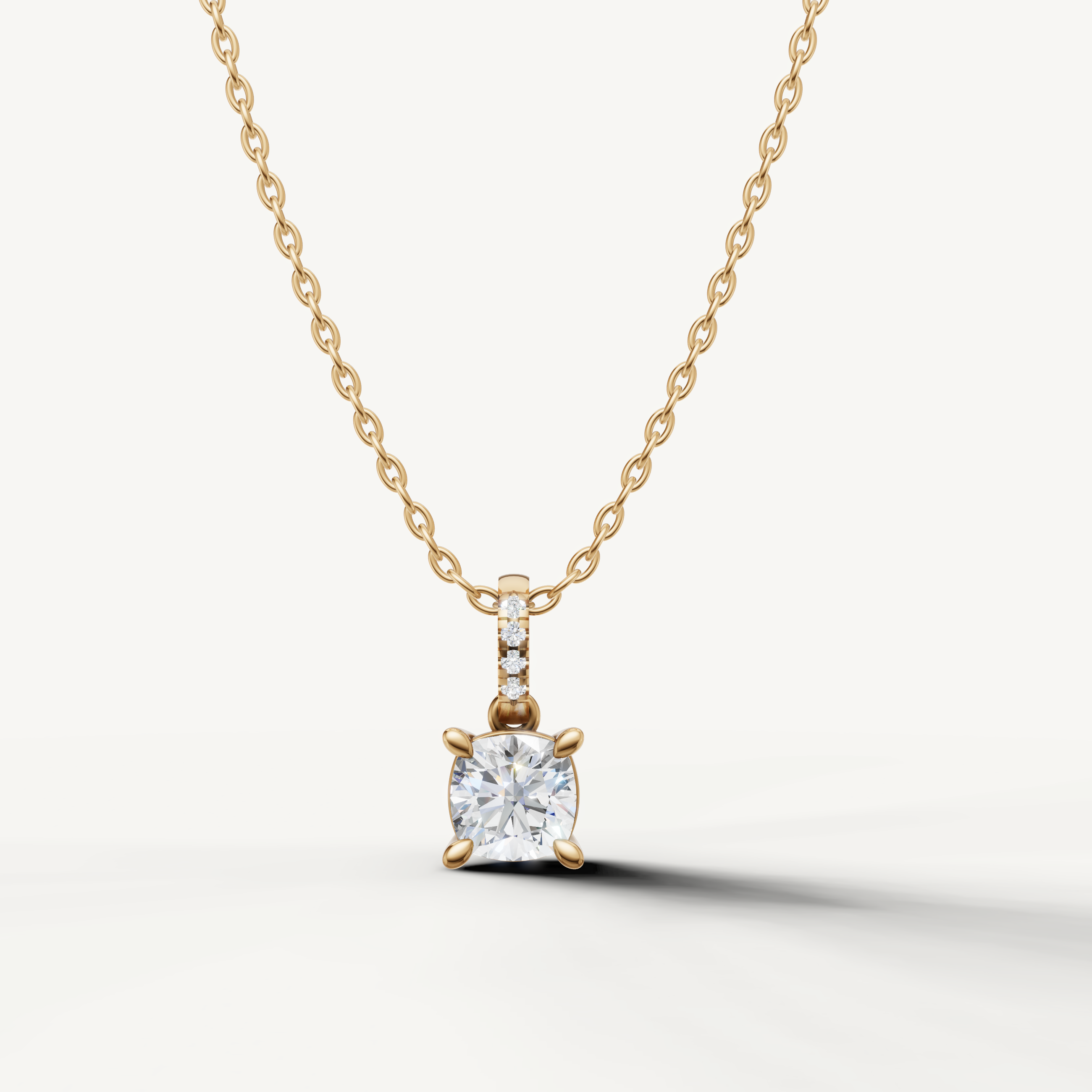 Cushion Cut Lab Grown Diamond Pendant Necklace in 14K Yellow Gold by Raul Diamonds