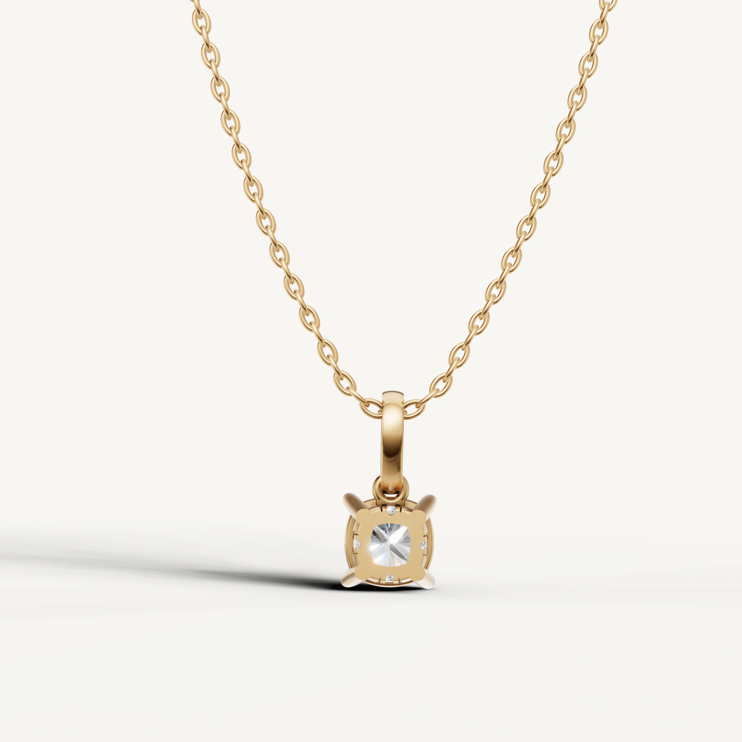 Minimalist Cushion Lab Diamond Solitaire Pendant in Yellow Gold
