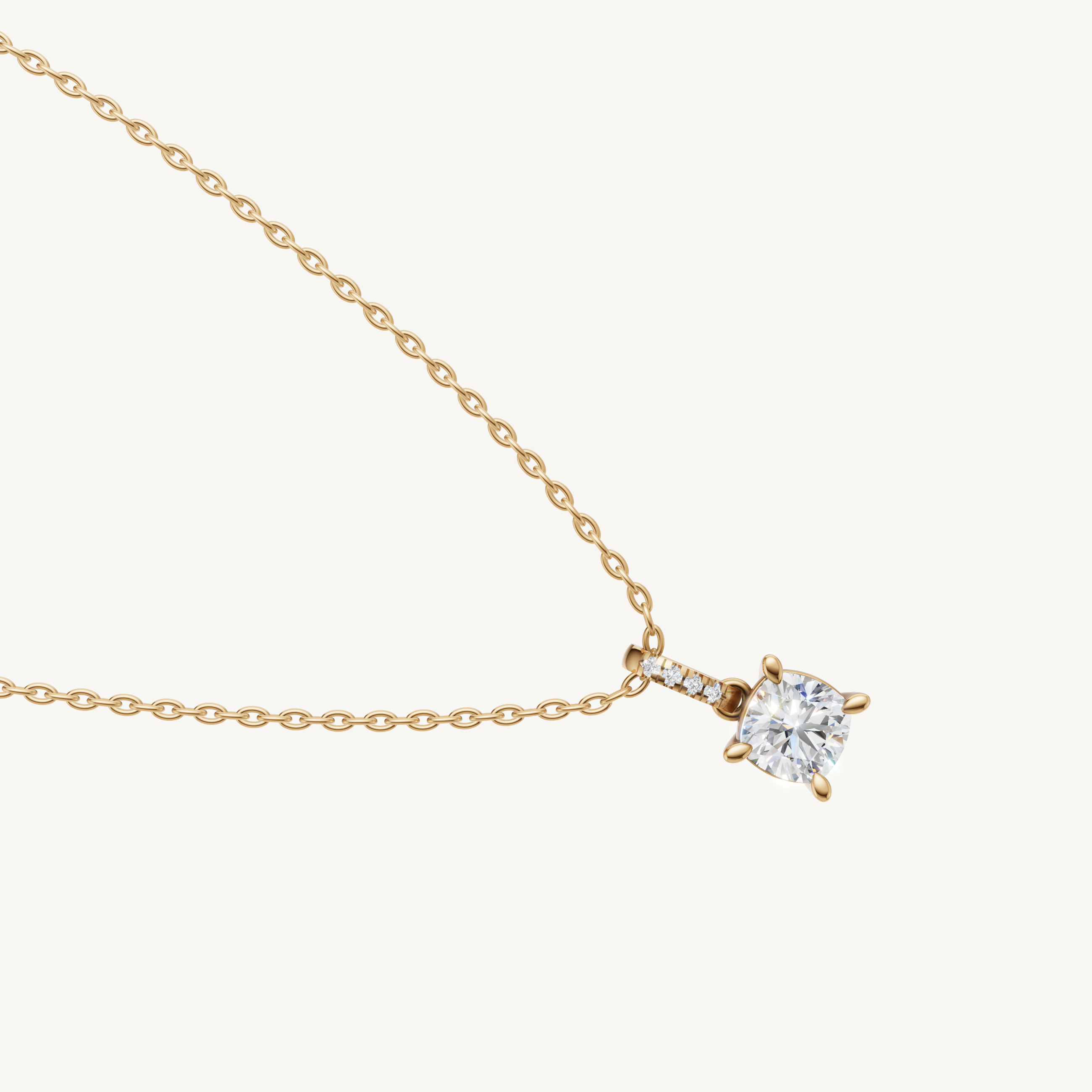Modern Cushion Shape Lab Diamond Pendant Necklace in 14K Yellow Gold