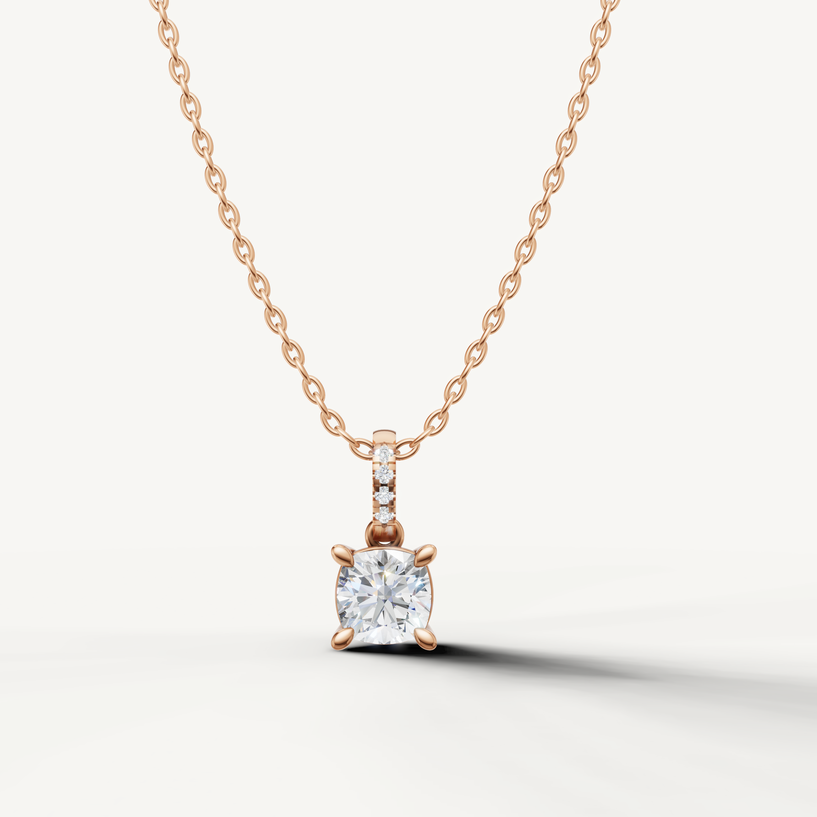 Cushion Cut Lab Grown Diamond Pendant Necklace in 14K Rose Gold by Raul Diamonds