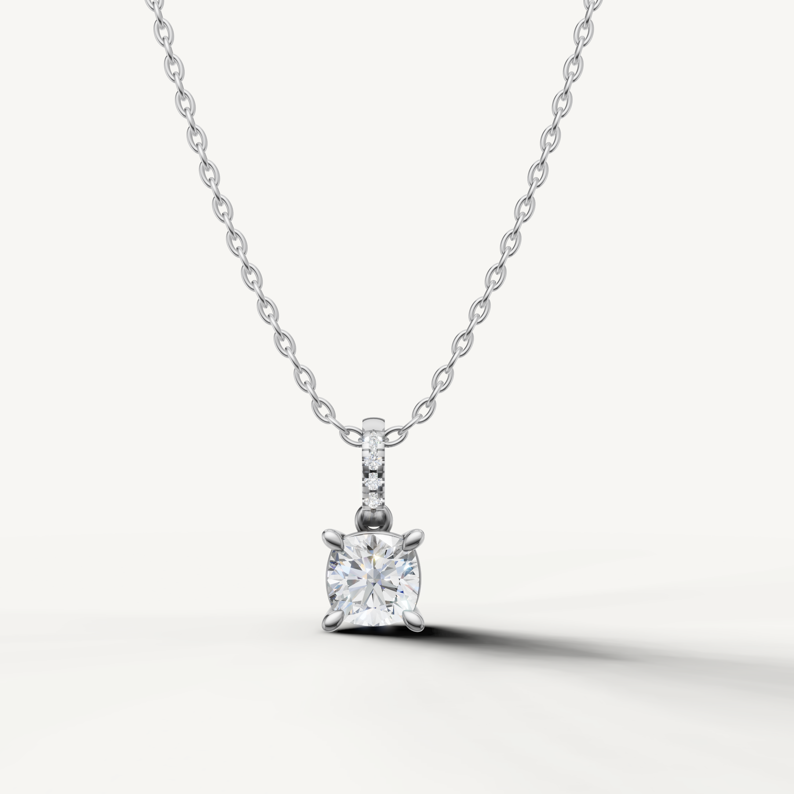 Cushion Cut Lab Grown Diamond Pendant Necklace in 14K White Gold by Raul Diamonds