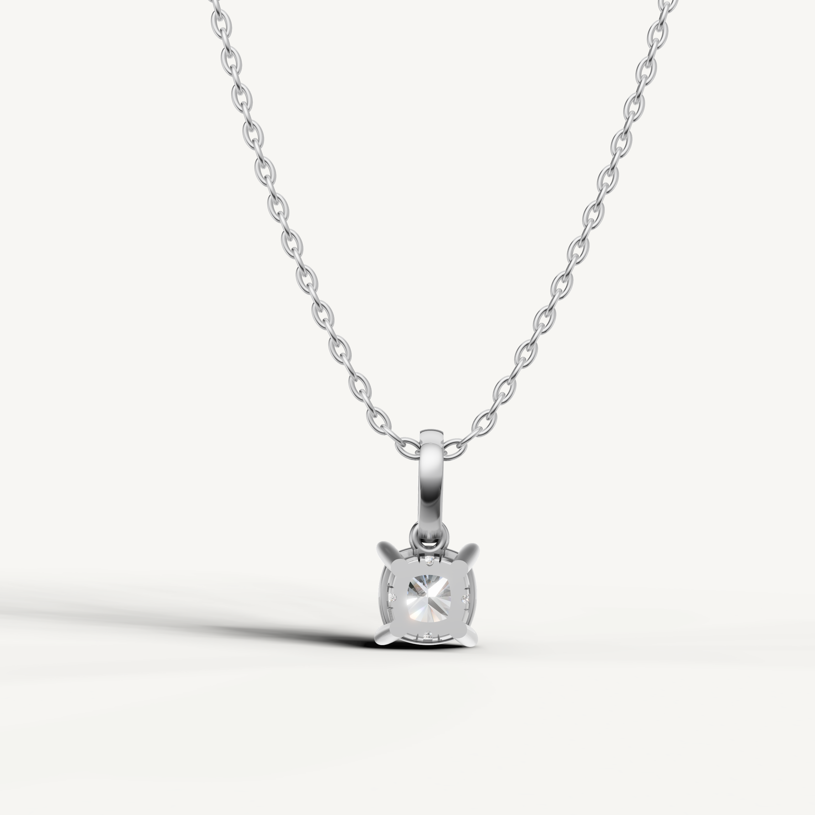 Minimalist Cushion Lab Diamond Solitaire Pendant in White Gold