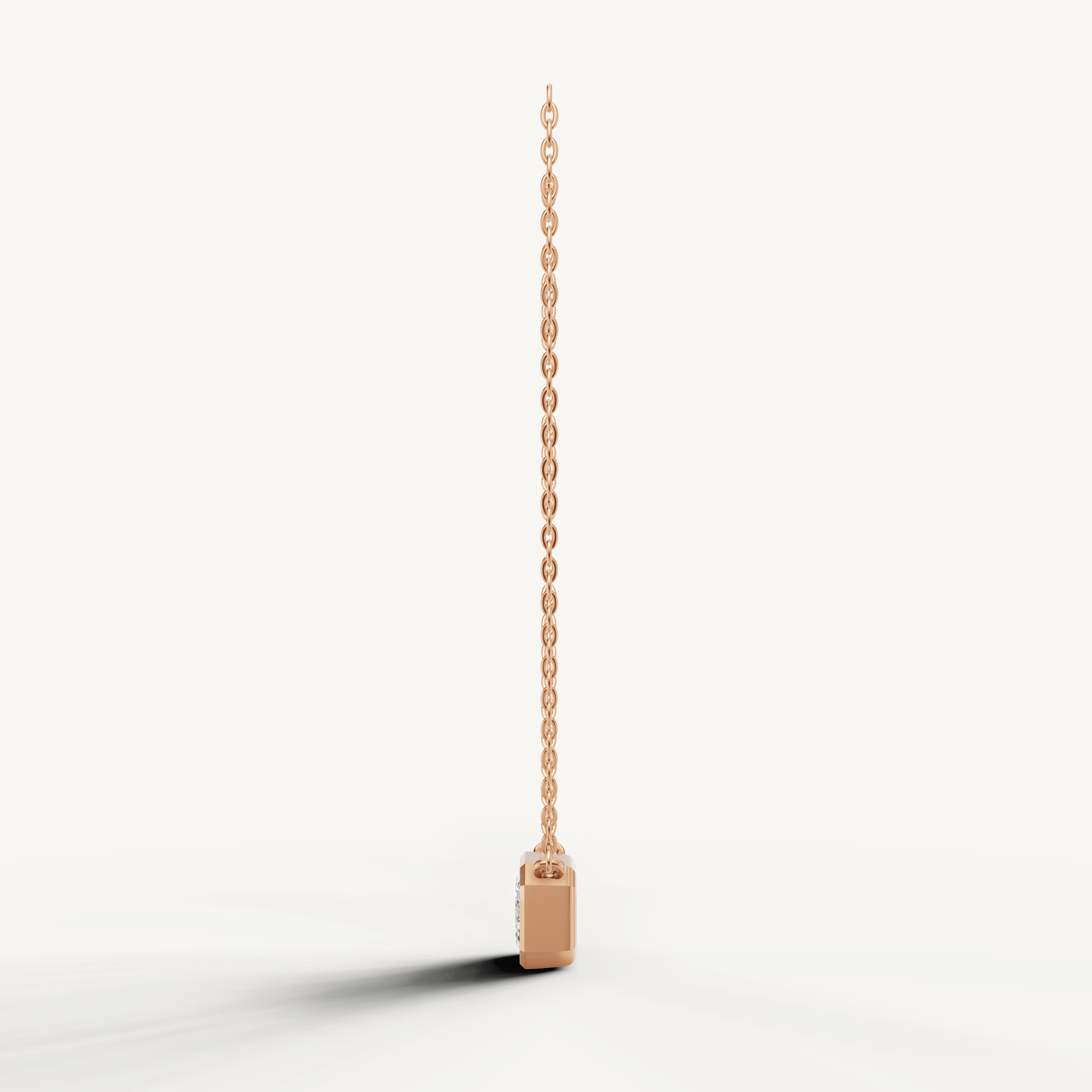Modern Emerald Cut Lab Grown Diamond Necklace with Bezel Setting Rose Gold