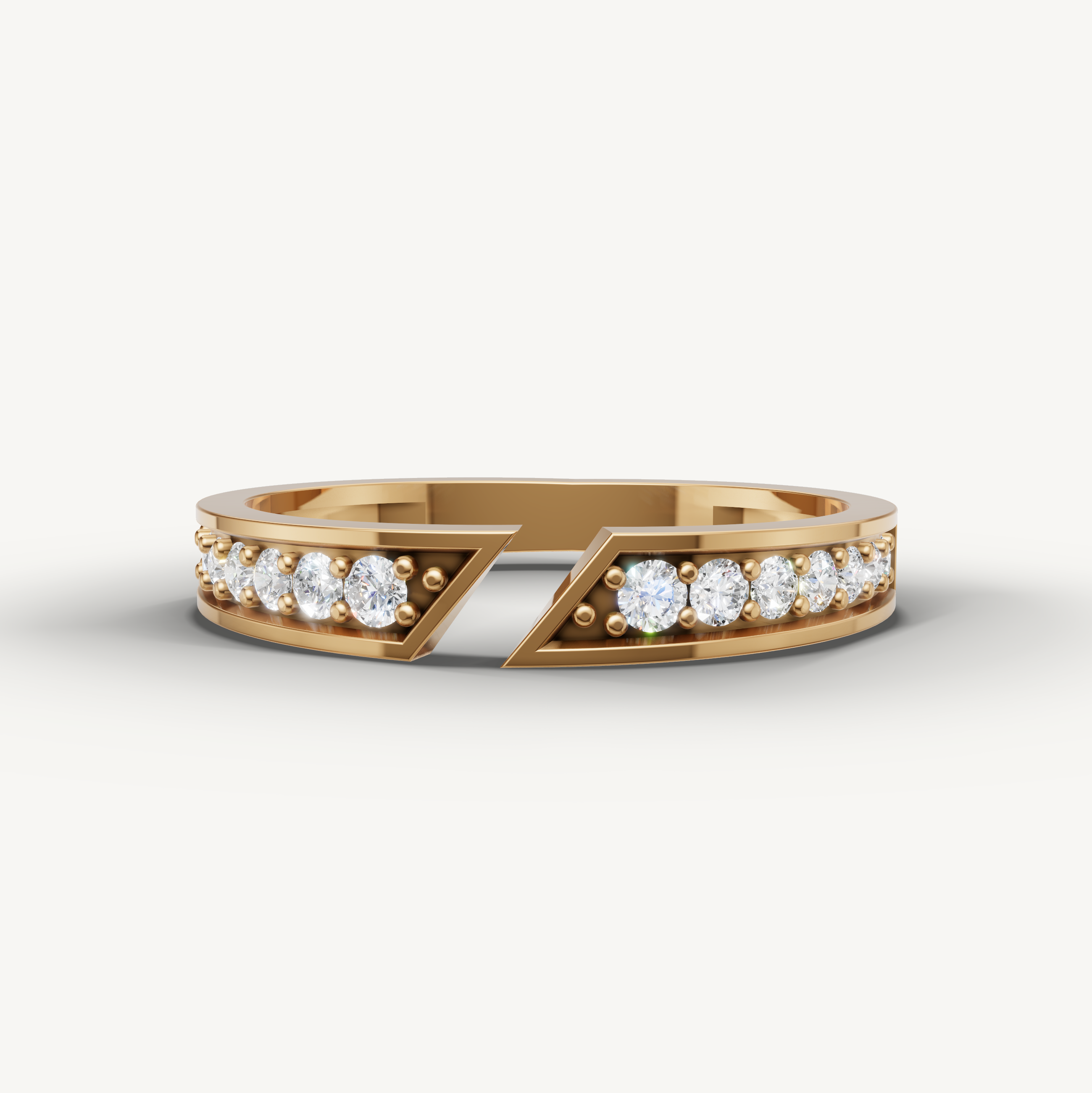 Open Cuff Lab Grown Diamond Gap Wedding Band in 14K Gold