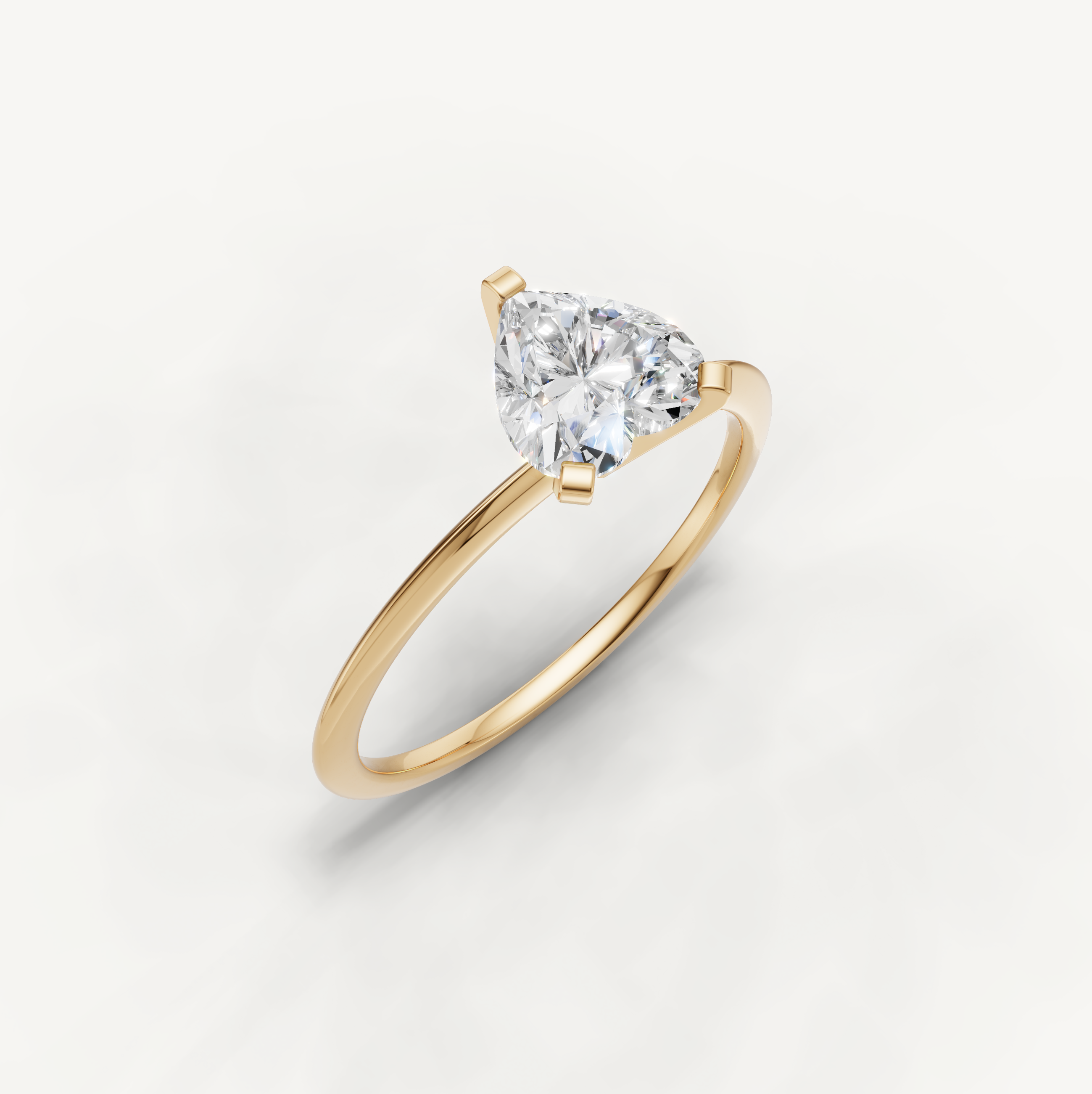 Romantic heart shape yellow gold solitaire ring for women by Raul Diamonds